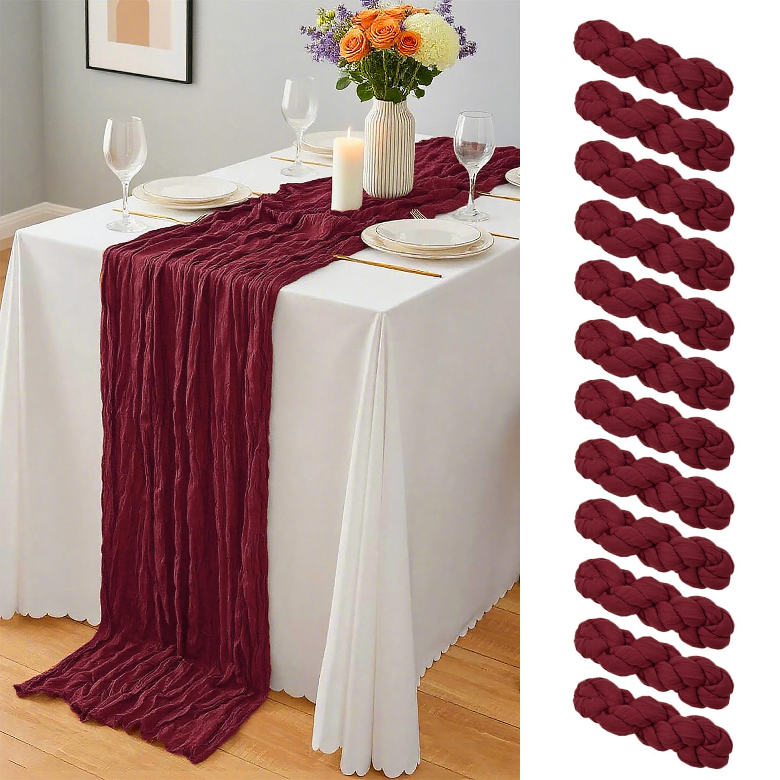 20 x 120-Inch Semi-Sheer Gauze Table Runner