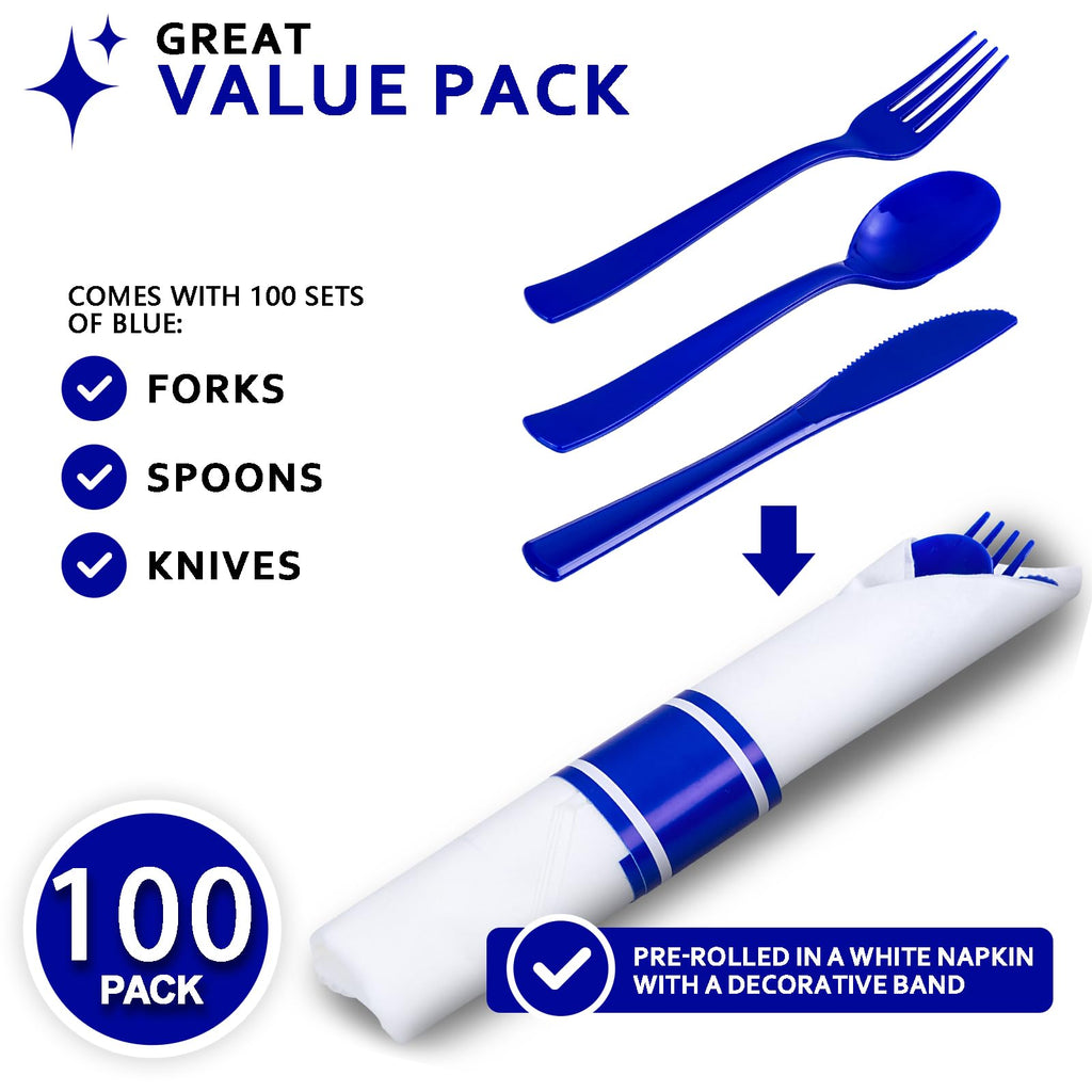 Pre-Rolled Plastic Silverware Set for Parties & Events