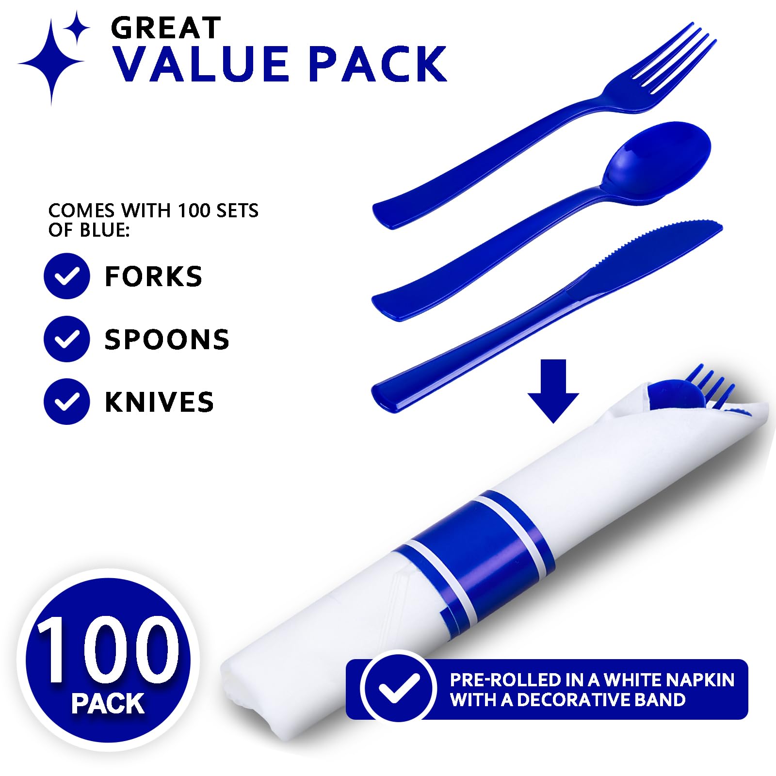 Pre-Rolled Plastic Silverware Set for Parties & Events