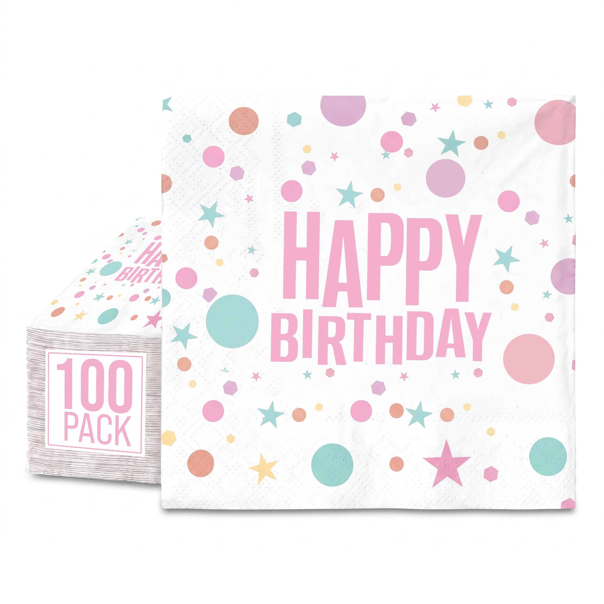 100-Pack 2-Ply Colored Paper Napkins for Parties