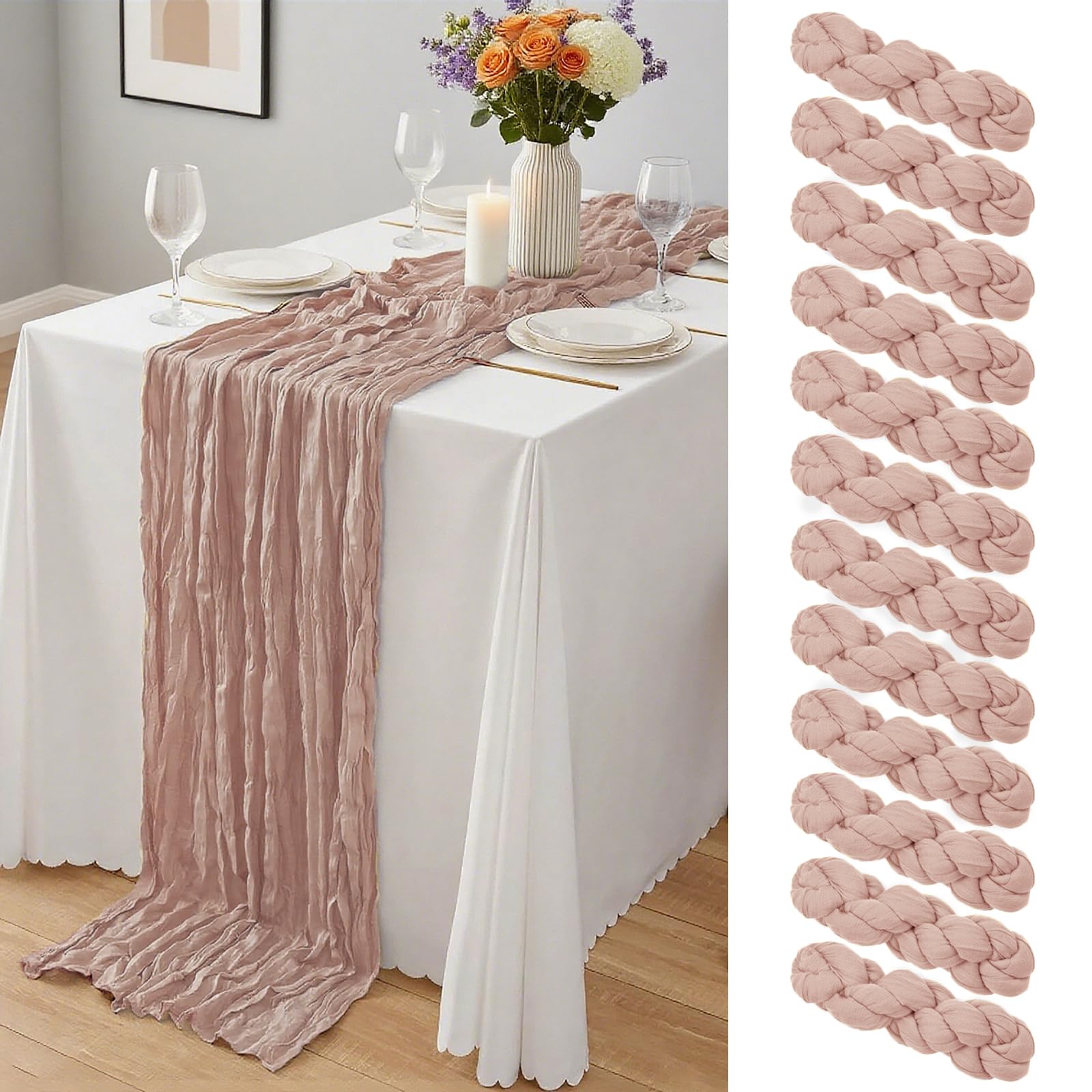 20 x 120-Inch Semi-Sheer Gauze Table Runner