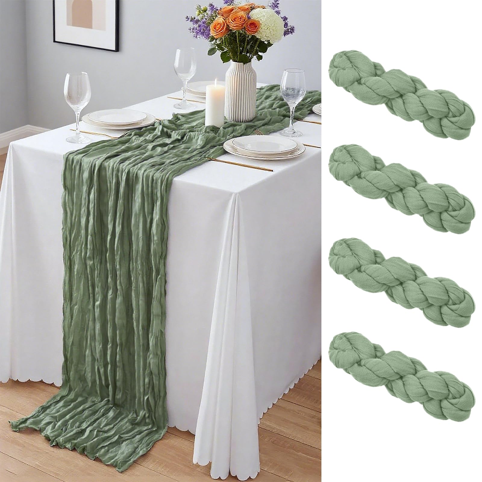 20 x 120-Inch Semi-Sheer Gauze Table Runner