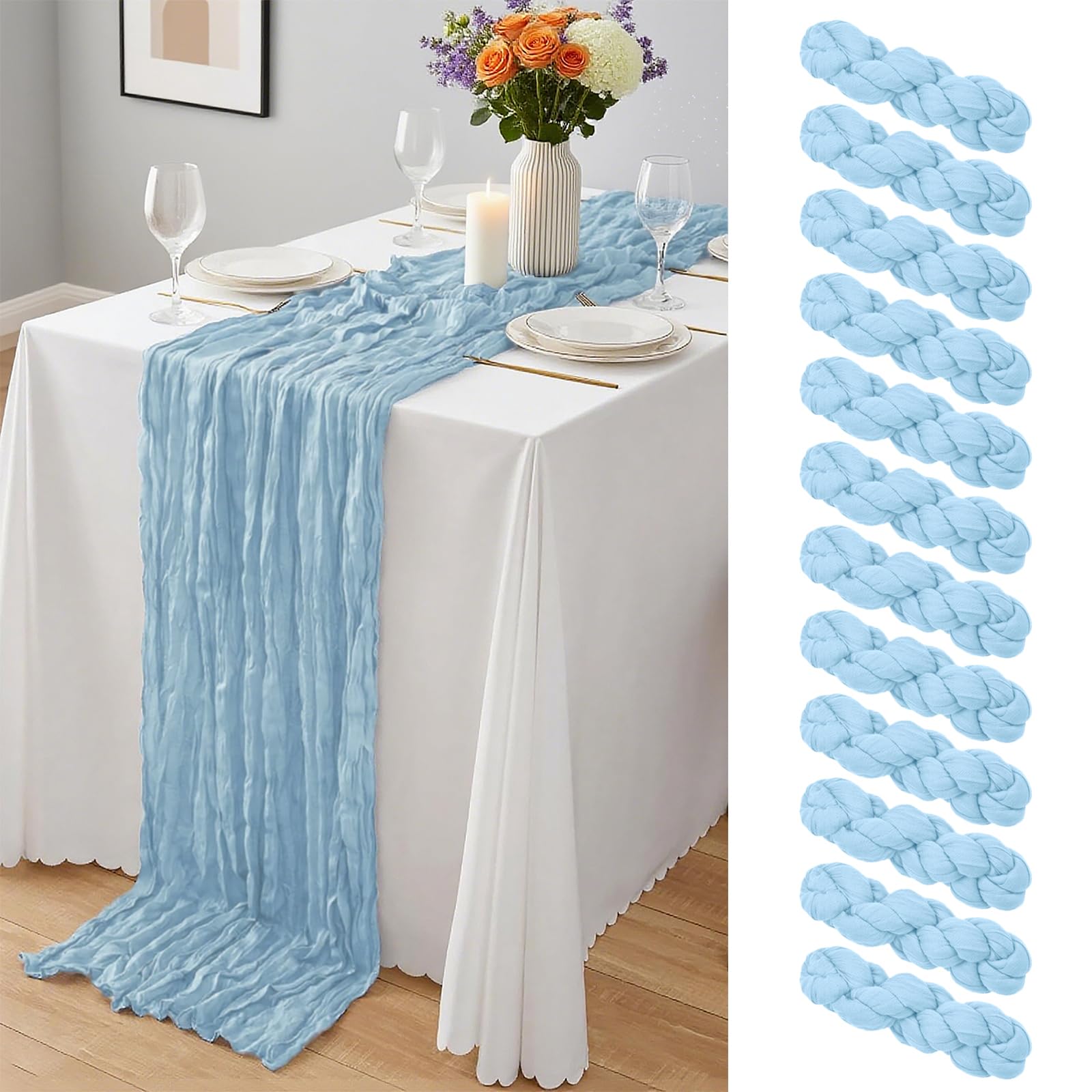 20 x 120-Inch Semi-Sheer Gauze Table Runner