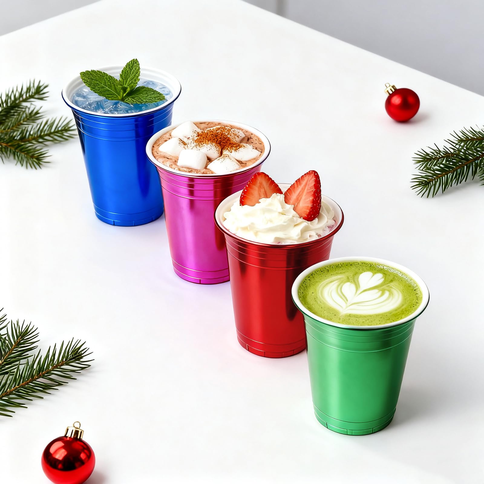 100-Pack 16 oz Assorted Metallic Disposable Party Cups