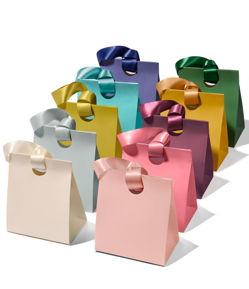 Vertical Paper Gift Bags with Ribbon Handles