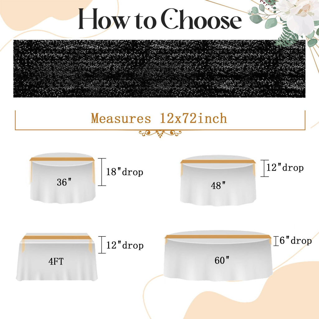 12 x 72-Inch Sequin Table Runner for Parties & Events
