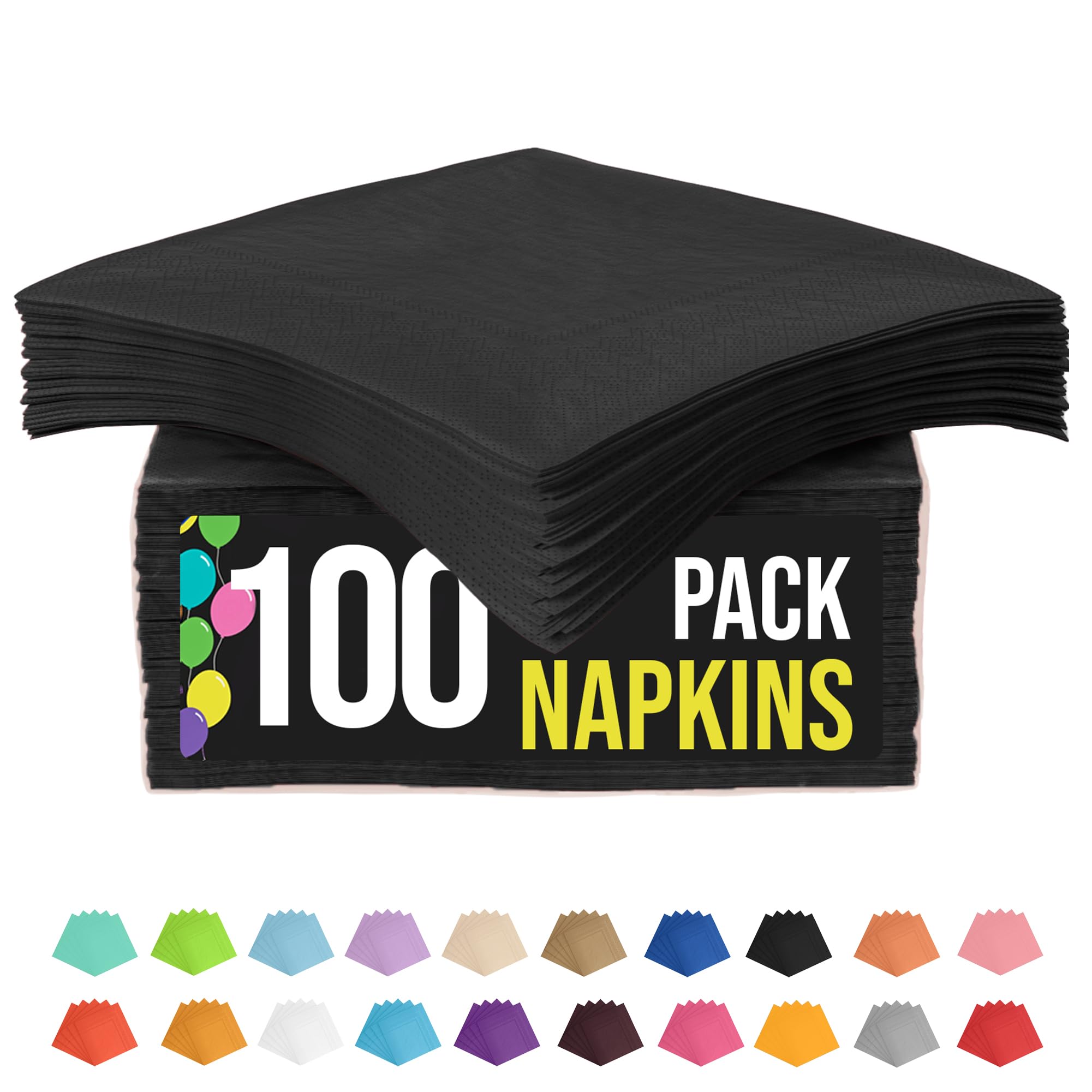 100-Pack 2-Ply Colored Paper Napkins for Parties