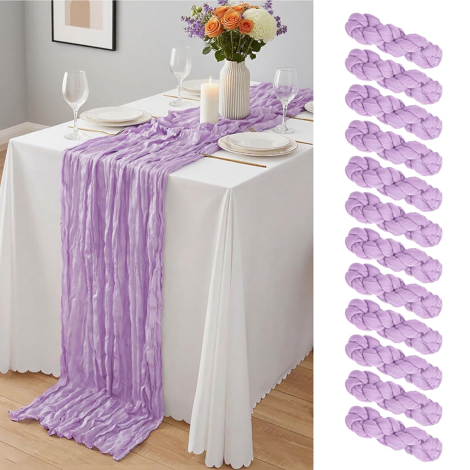 20 x 120-Inch Semi-Sheer Gauze Table Runner
