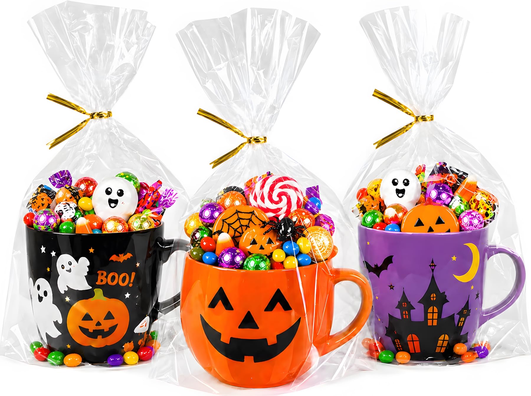 Clear Cellophane Stand-Up Gift Bags with Ties