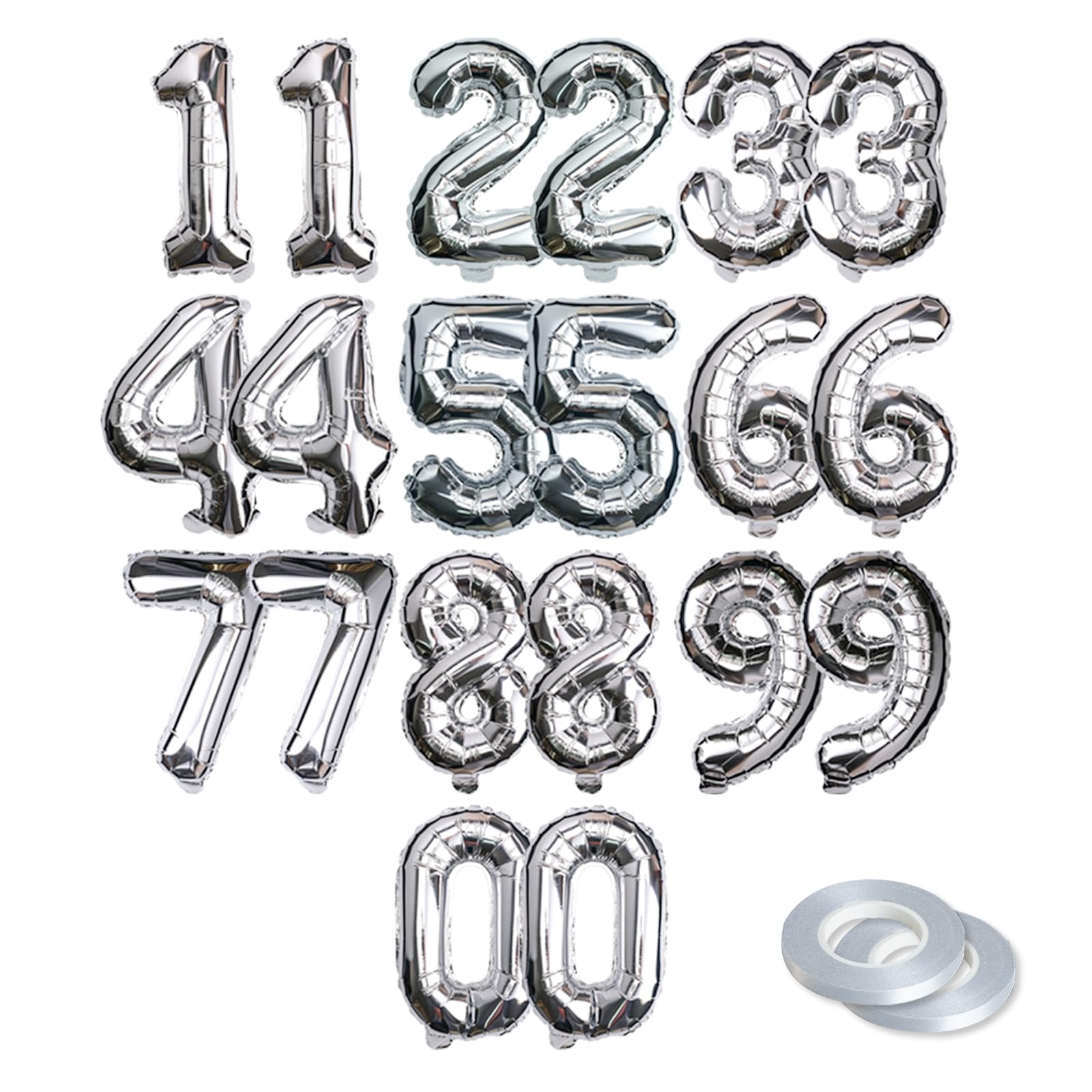 20-Piece 16-Inch Foil Number Balloon Set for Parties