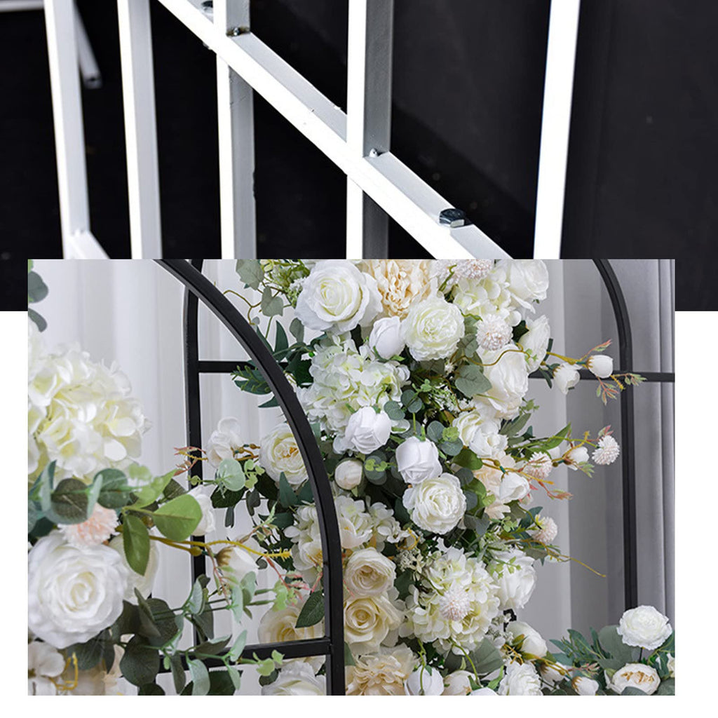 GFAZXDS Wedding Ceremony Backdrop Stand Kit-2 Pcs Reusable Metal Black Bracket,Balloon Arch Frame,Outdoor/Indoor Garden Plants Decoration Stand For Weddin,Birthday Party,Size:7.2x3.Ft&5.9x2.Ft