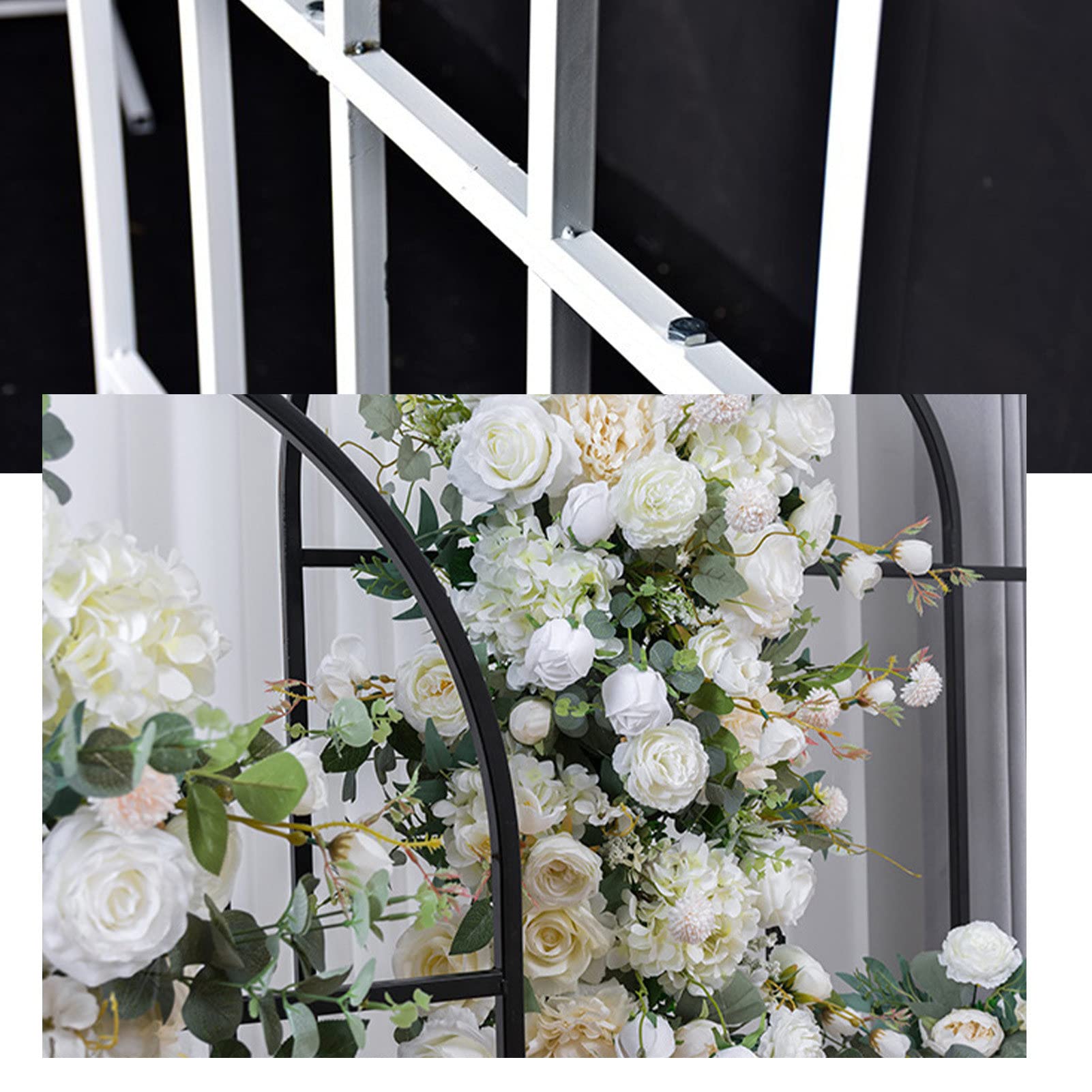 GFAZXDS Wedding Ceremony Backdrop Stand Kit-2 Pcs Reusable Metal Black Bracket,Balloon Arch Frame,Outdoor/Indoor Garden Plants Decoration Stand For Weddin,Birthday Party,Size:7.2x3.Ft&5.9x2.Ft