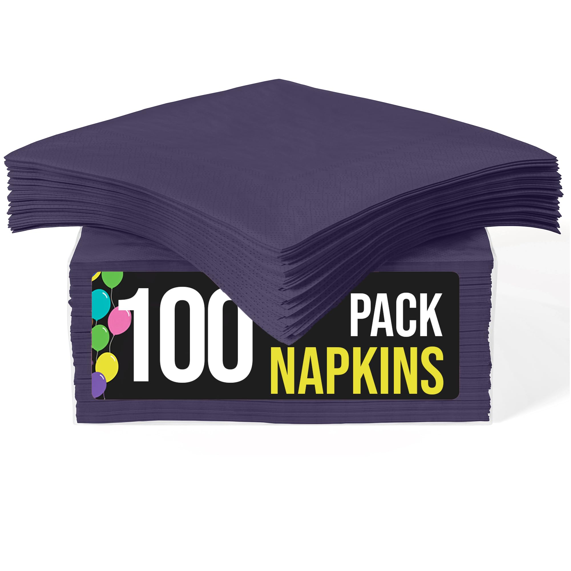 100-Pack 2-Ply Colored Paper Napkins for Parties
