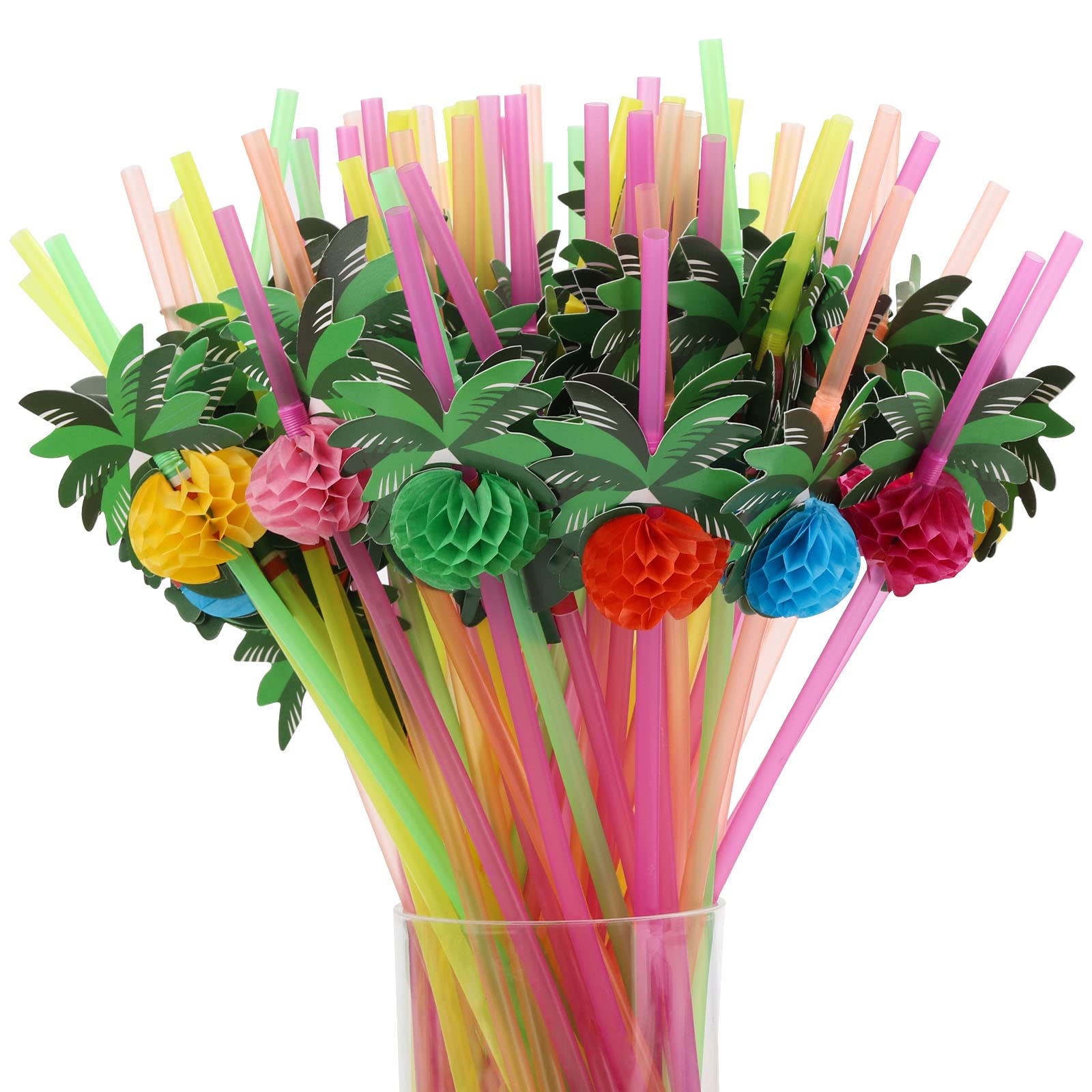 Tropical Flamingo Fruit Paper Straws for Parties