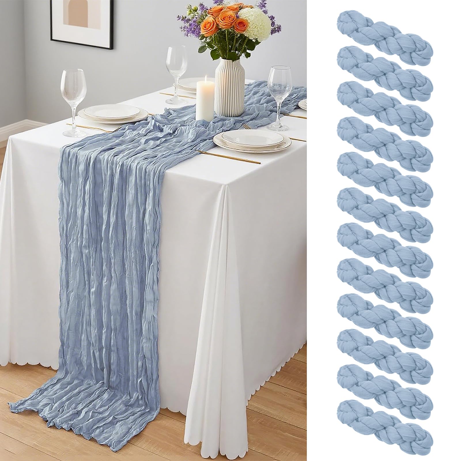 20 x 120-Inch Semi-Sheer Gauze Table Runner