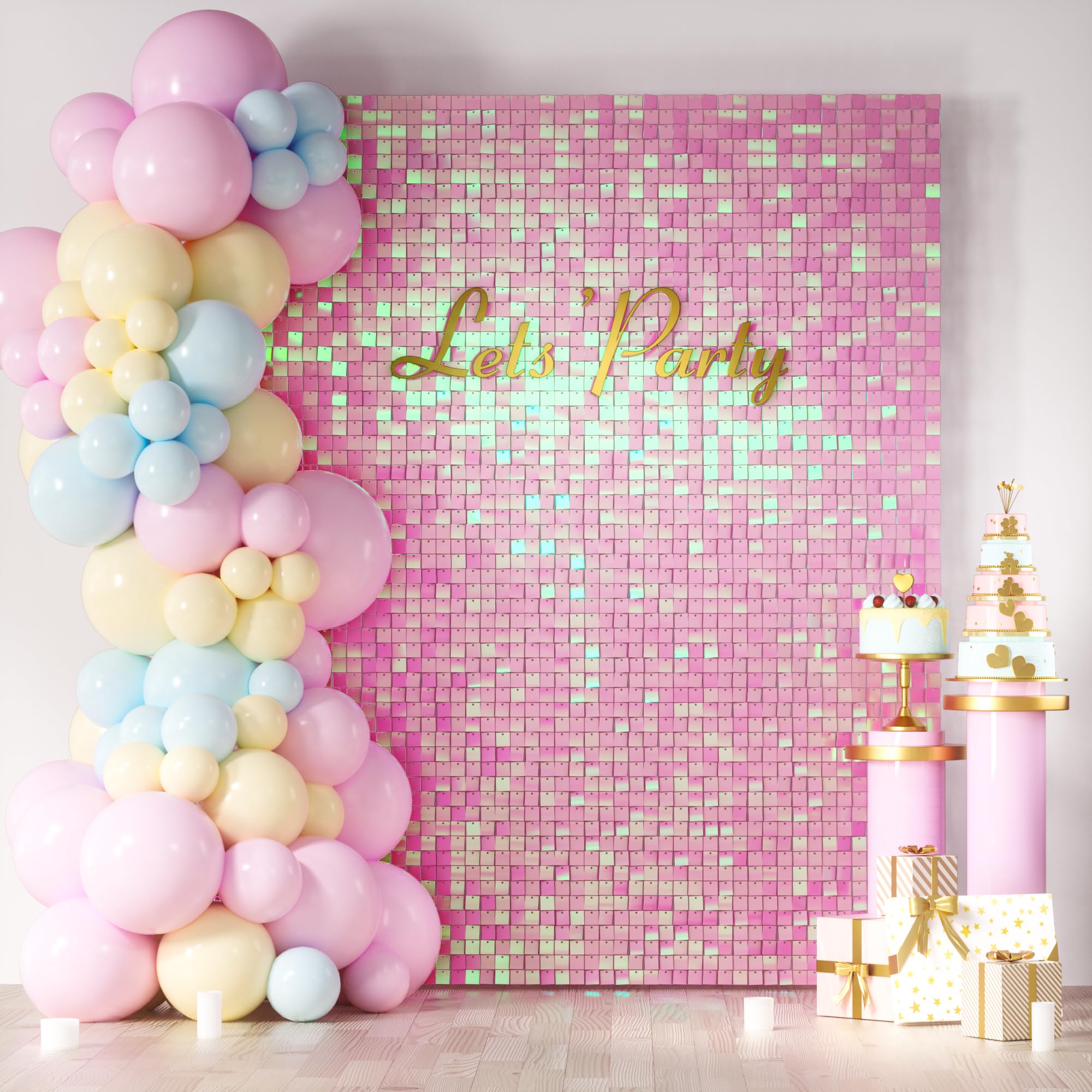 Shimmer Wall Backdrop, Square Sequin Shimmer Backdrop, Photo Backdrops for Birthday, Anniversary, Wedding, Graduation & Bachelorette Party Decoration