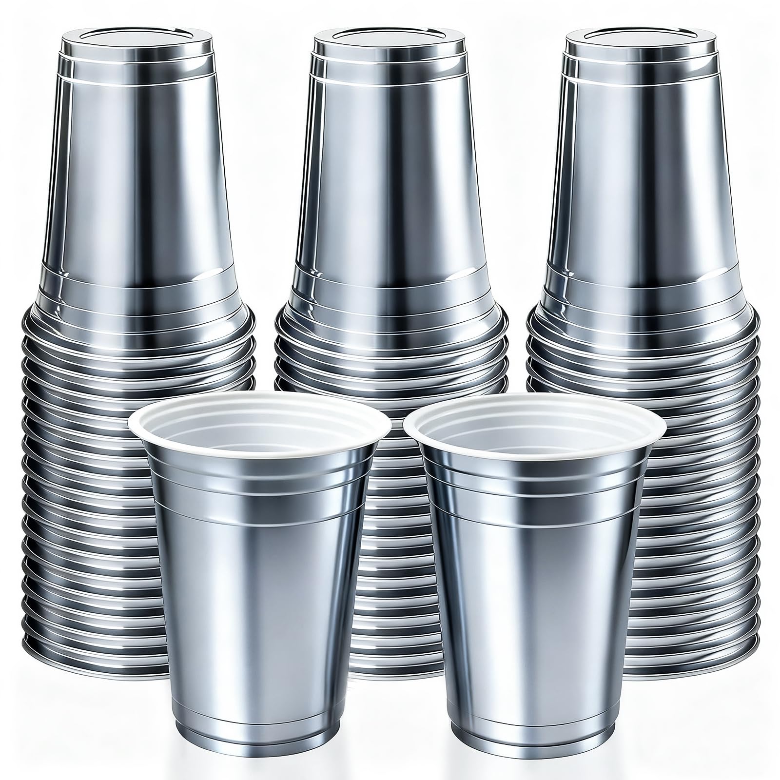 100-Pack 16 oz Gold Metallic Disposable Party Cups