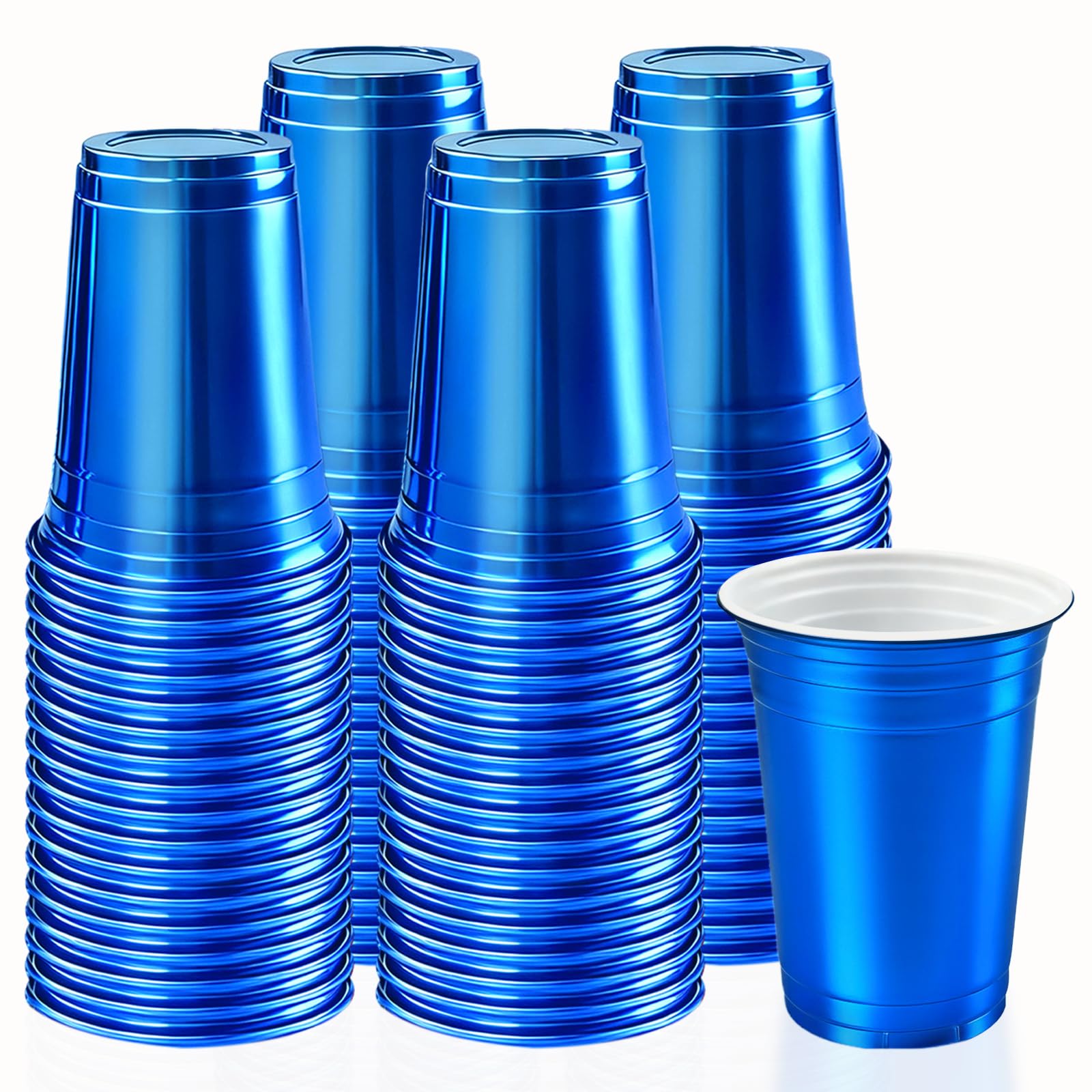 100-Pack 16 oz Assorted Metallic Disposable Party Cups