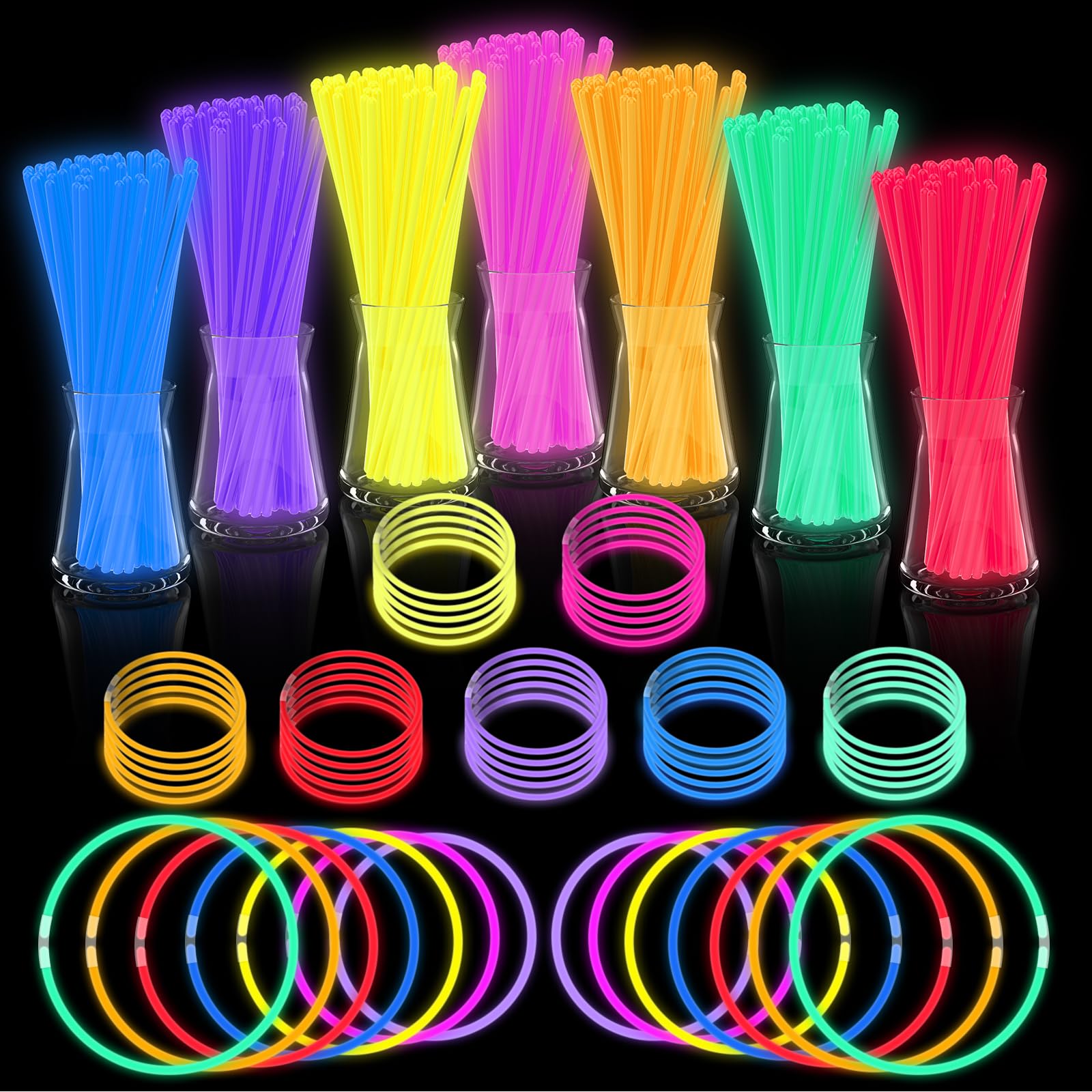 Bulk Glow Sticks Party Favors with Bracelet Connectors