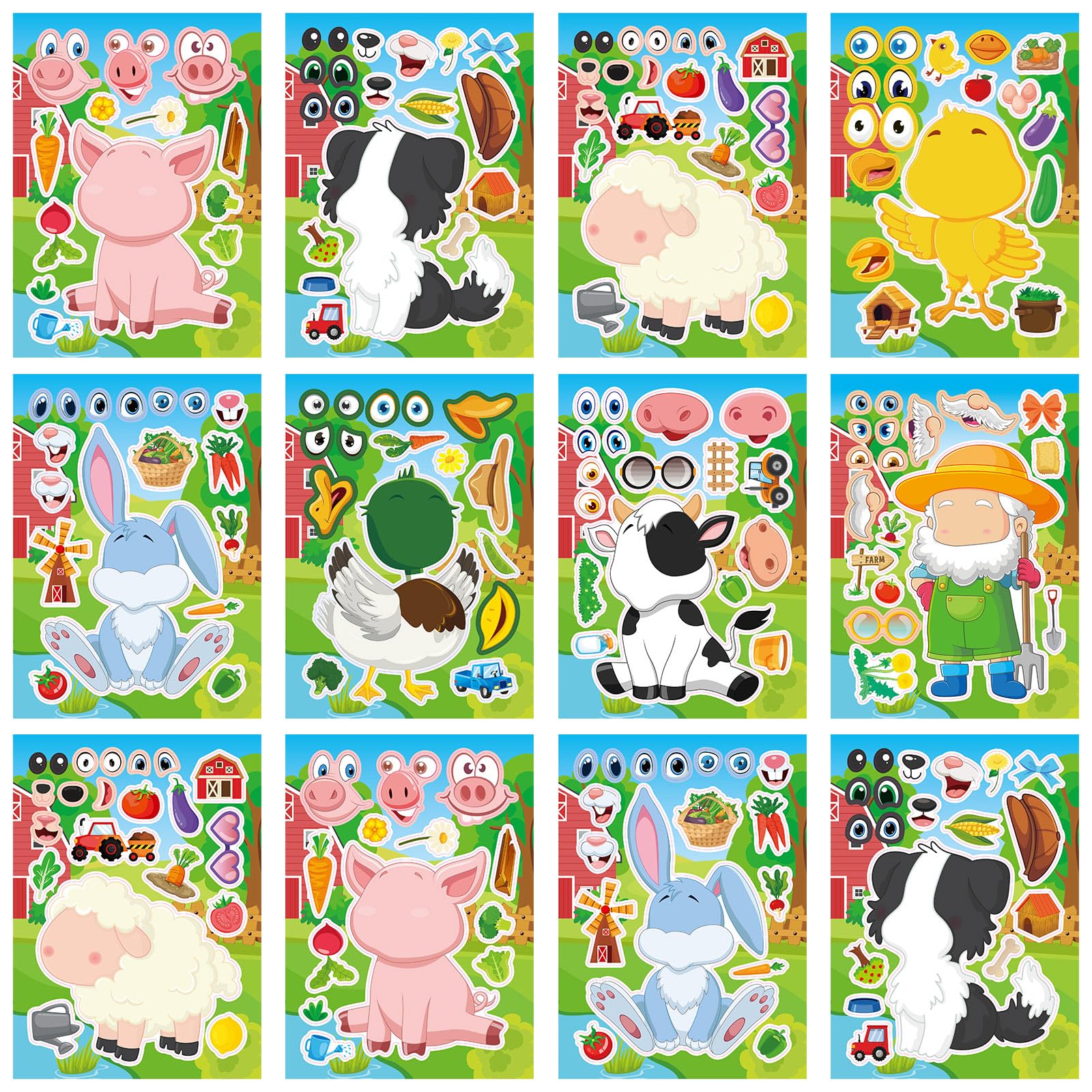 24-Sheet Make-Your-Own Face Sticker Activity Kit
