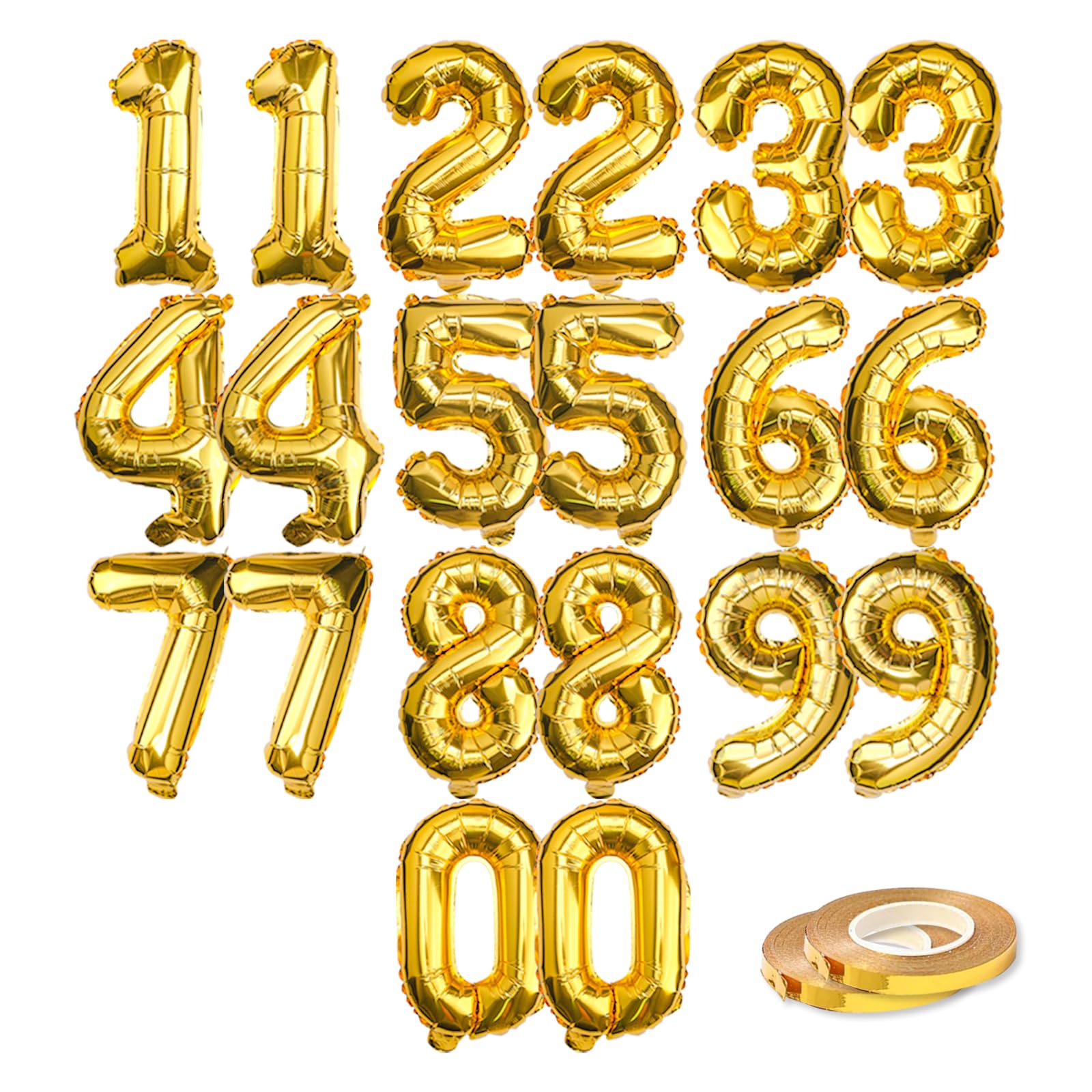 20-Piece 16-Inch Foil Number Balloon Set for Parties