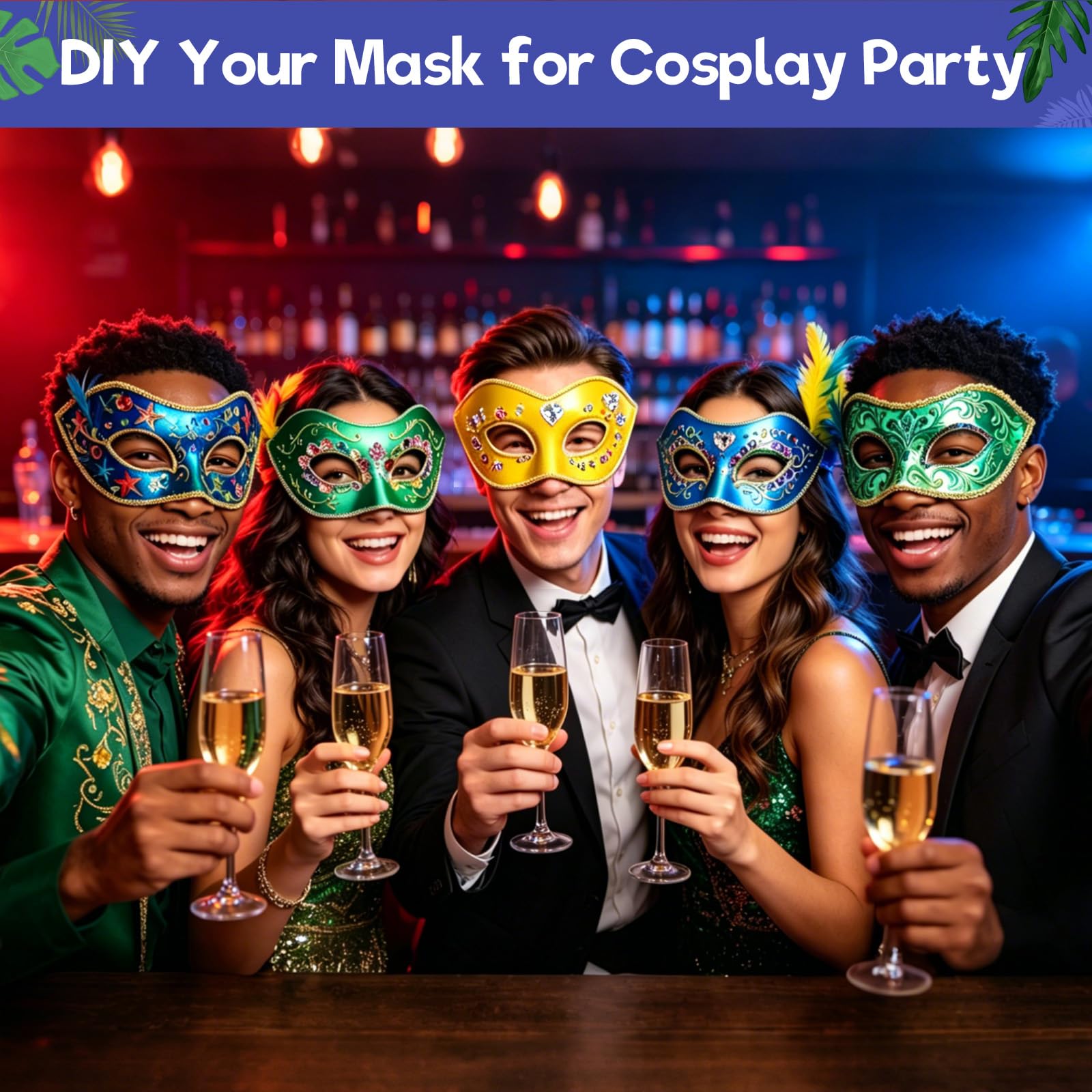 27-Piece Paper Mache Mask Decorating Activity Kit