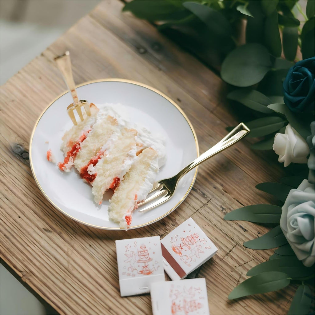 400-Piece Gold Dessert Plate & Fork Set for 200 Guests