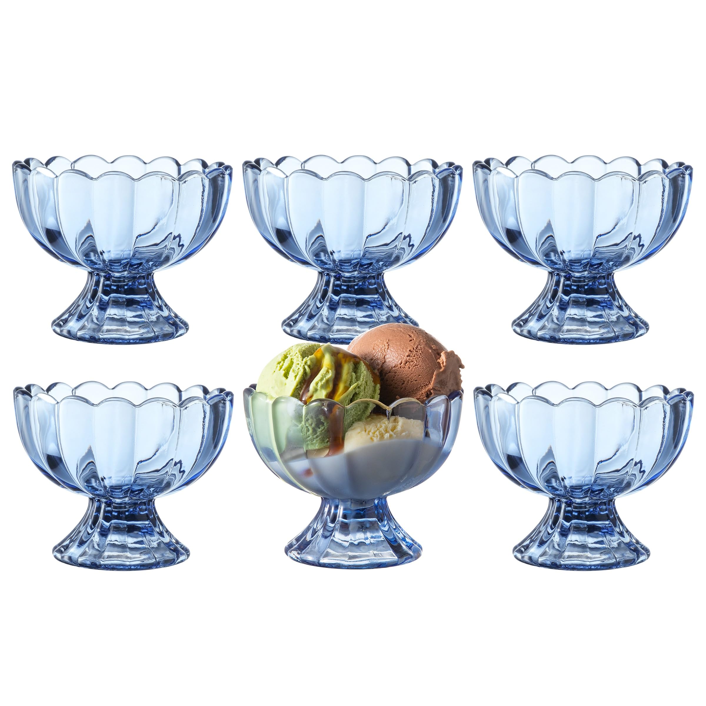 6-Piece 5 oz Footed Tulip Glass Dessert Bowl Set