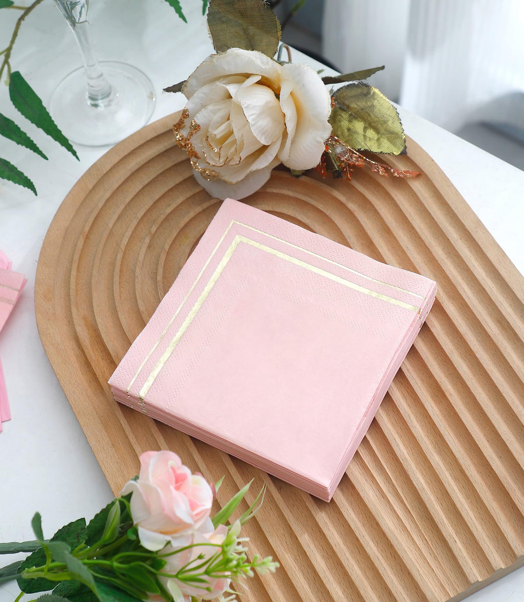 100-Pack Gold 3-Ply Cocktail Napkins, 4 Designs