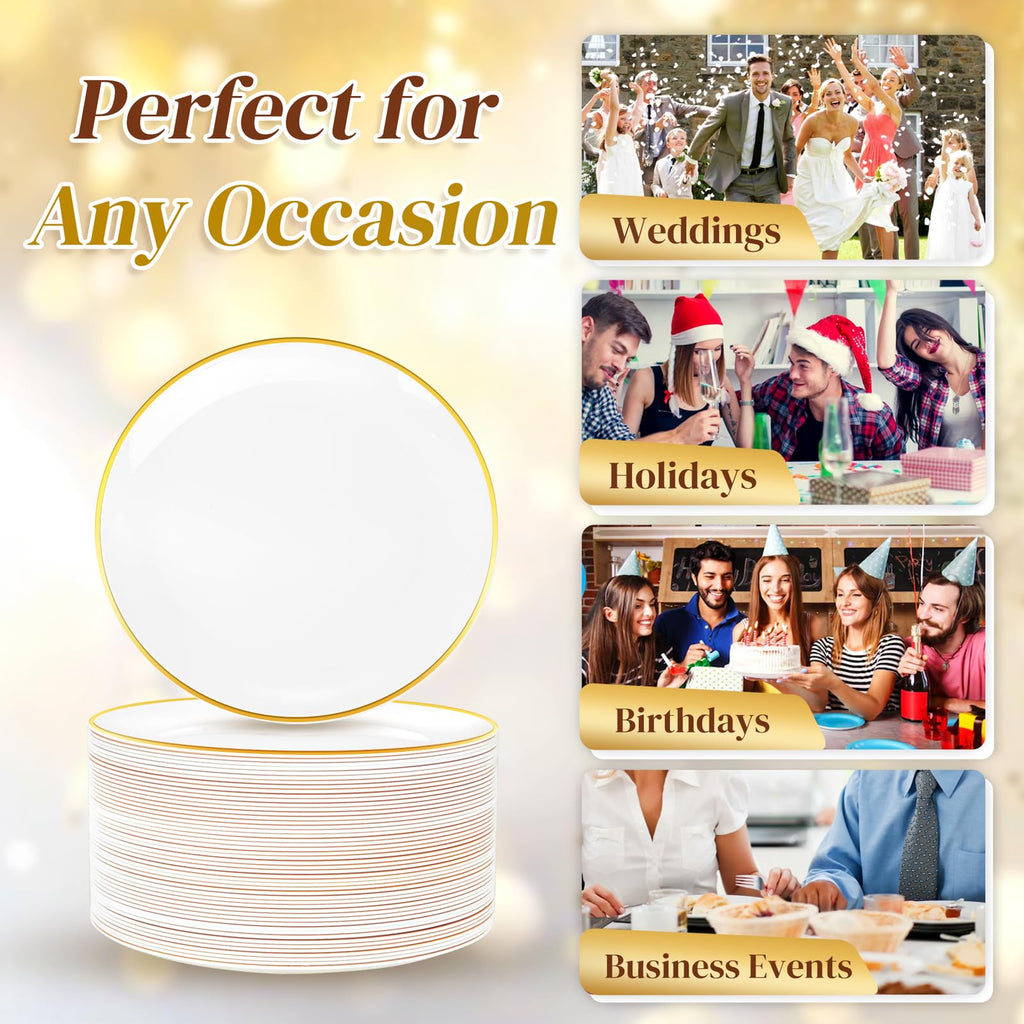 400-Piece Gold Dessert Plate & Fork Set for 200 Guests