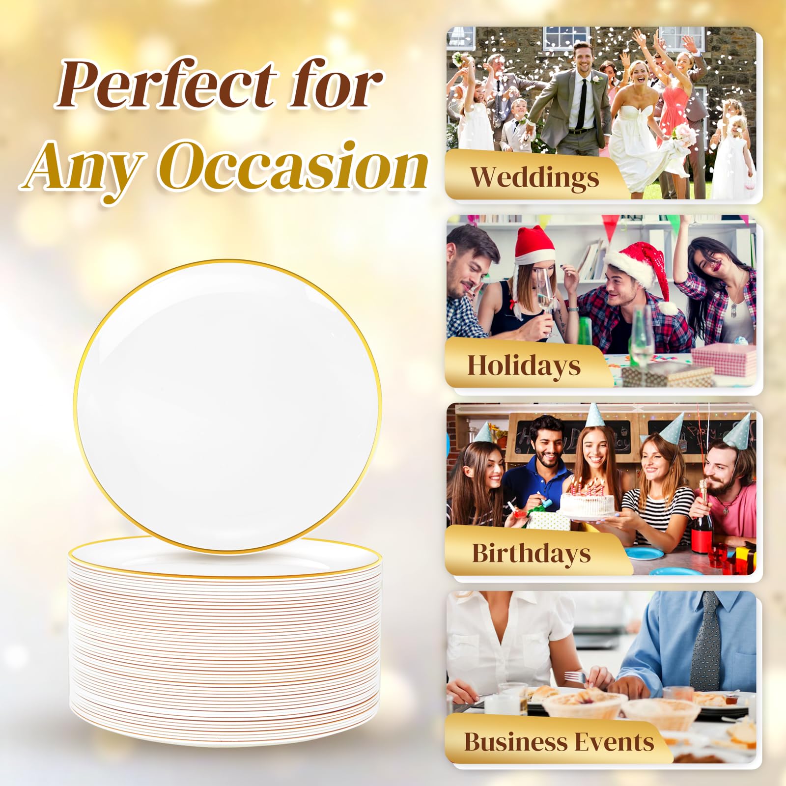 400-Piece Gold Dessert Plate & Fork Set for 200 Guests
