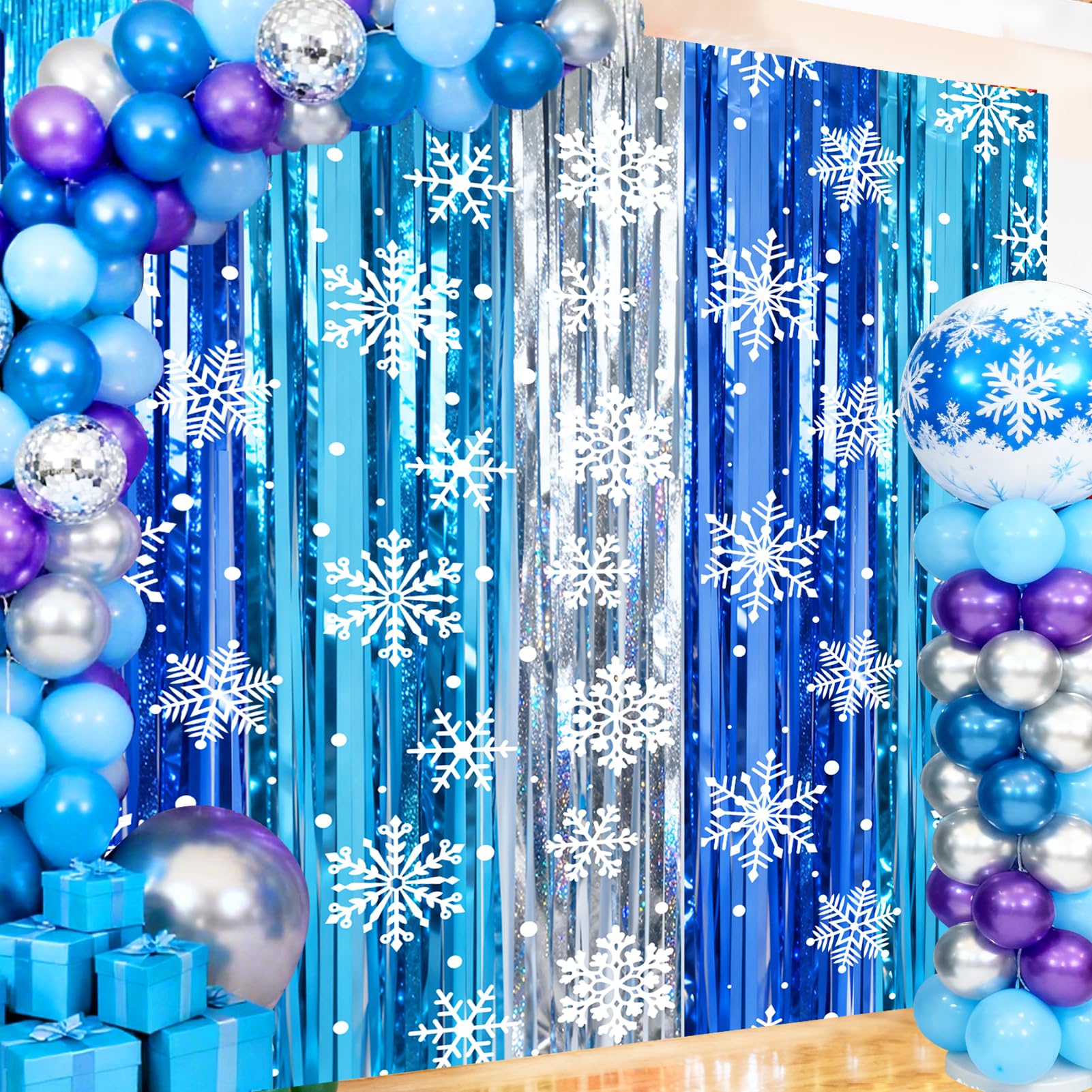 4-Pack Foil Fringe Curtain Backdrop for Parties