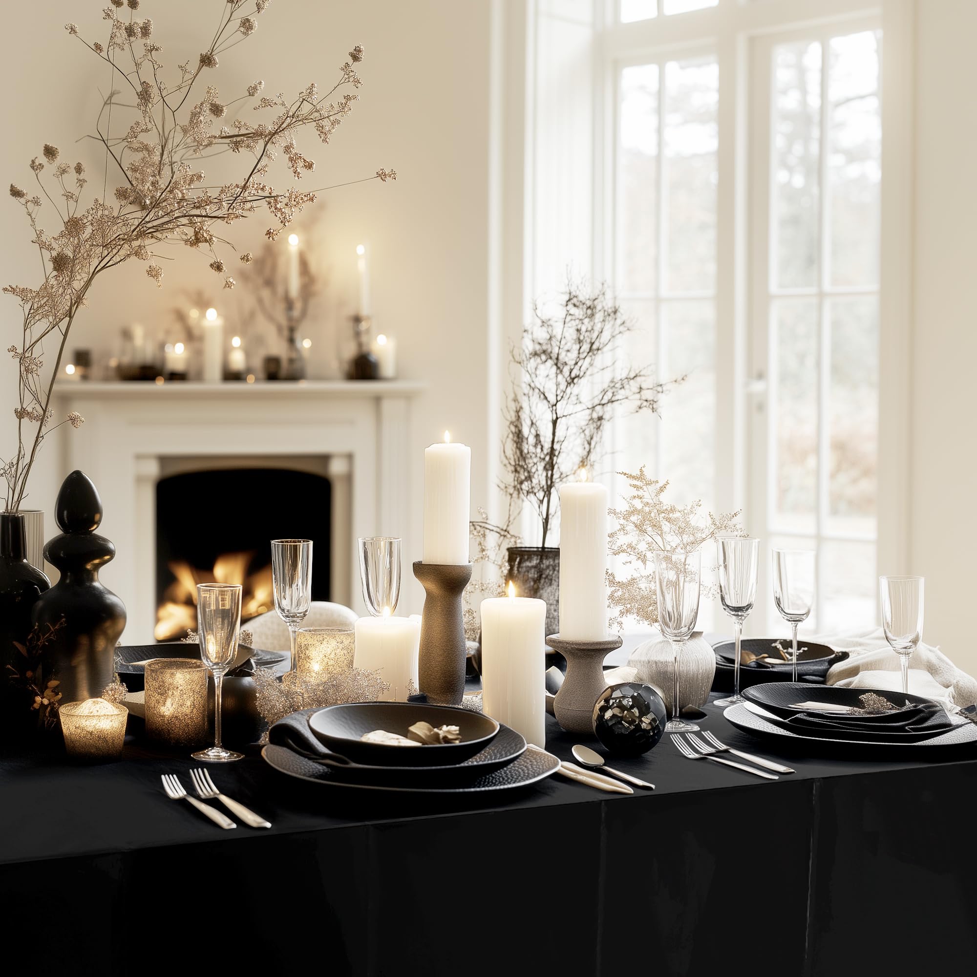 2-Piece Silver Foil Disposable Tablecloth Set for Parties