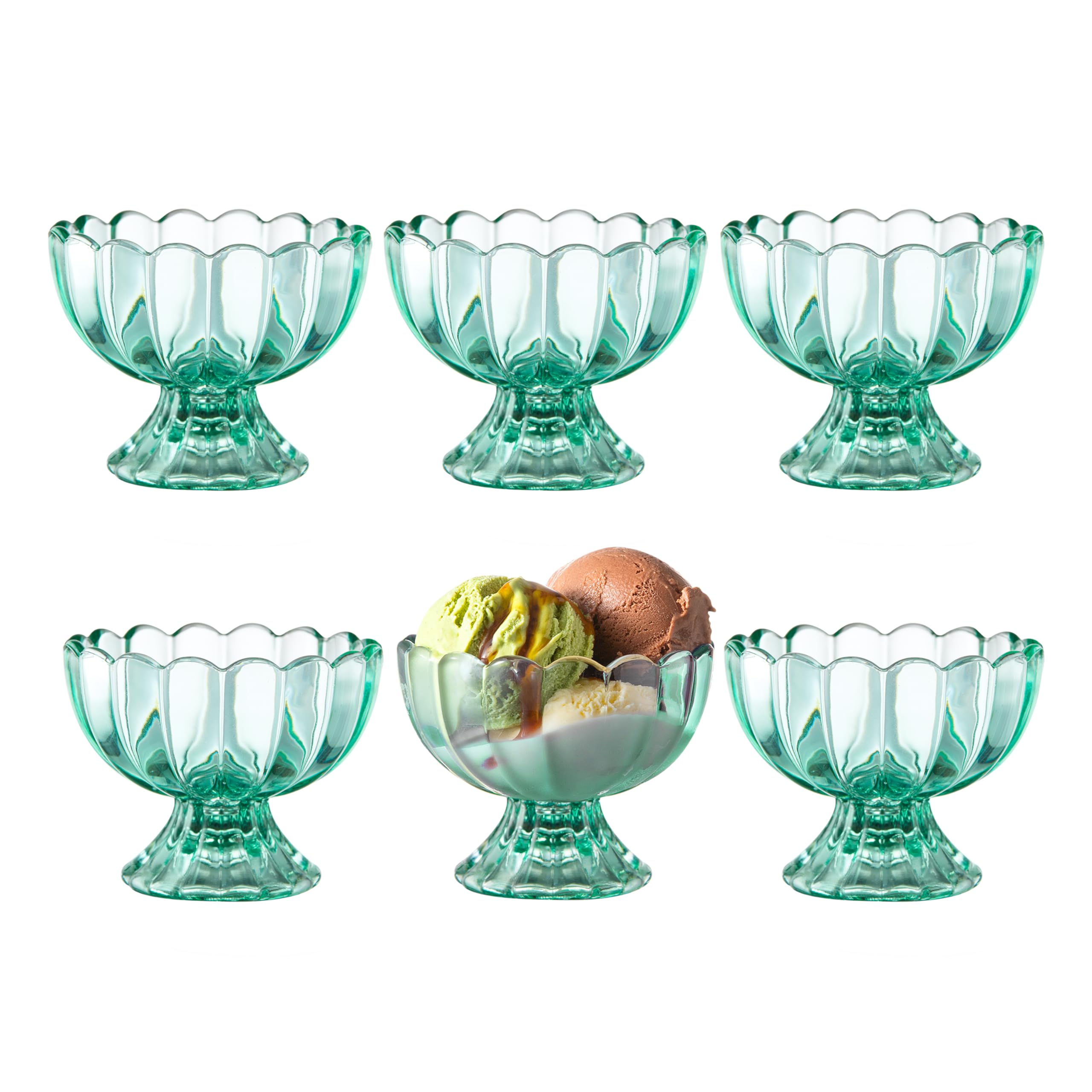 6-Piece 5 oz Footed Tulip Glass Dessert Bowl Set