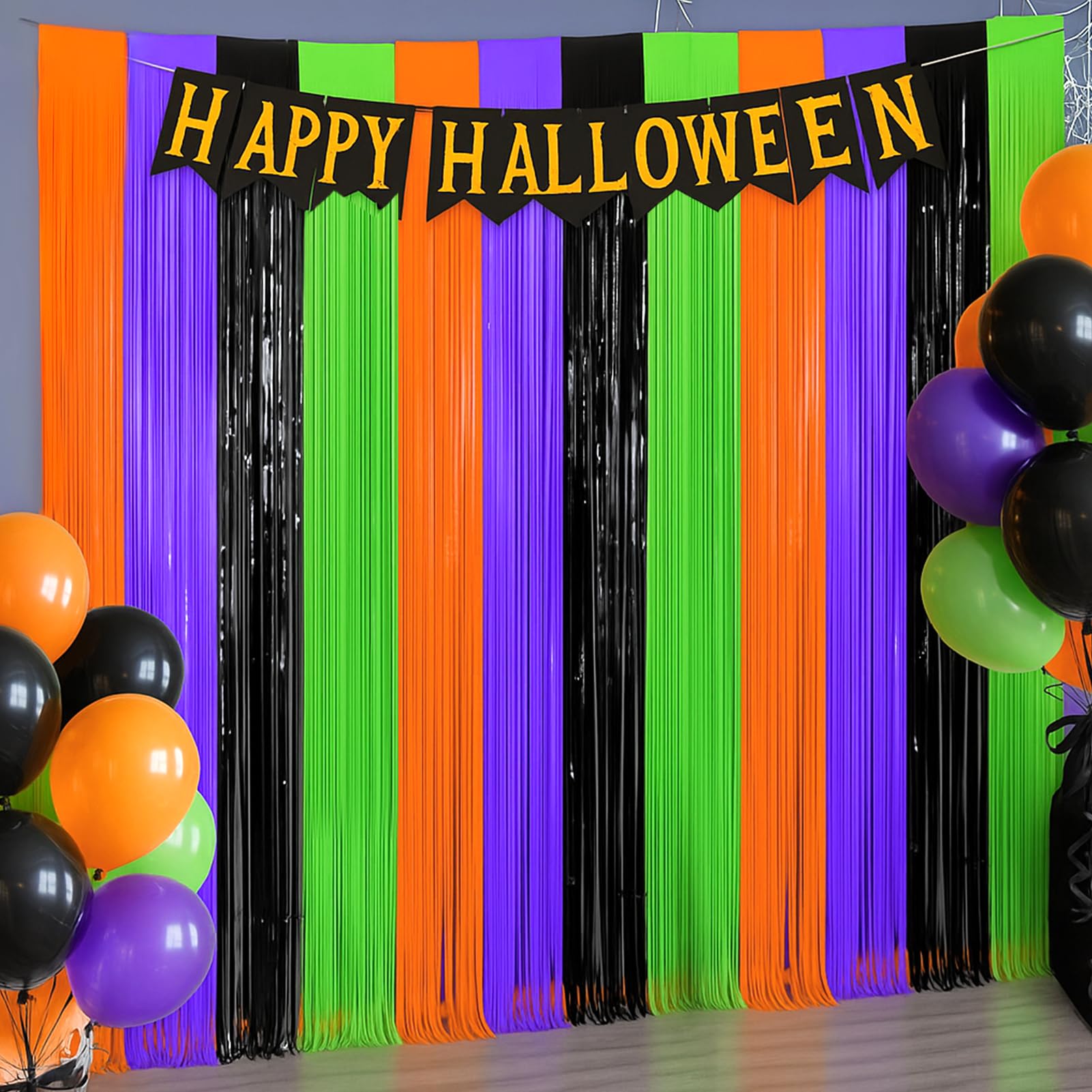 4-Pack Foil Fringe Curtain Backdrop for Parties