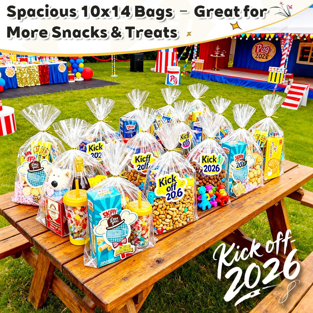 Clear Cellophane Stand-Up Gift Bags with Ties