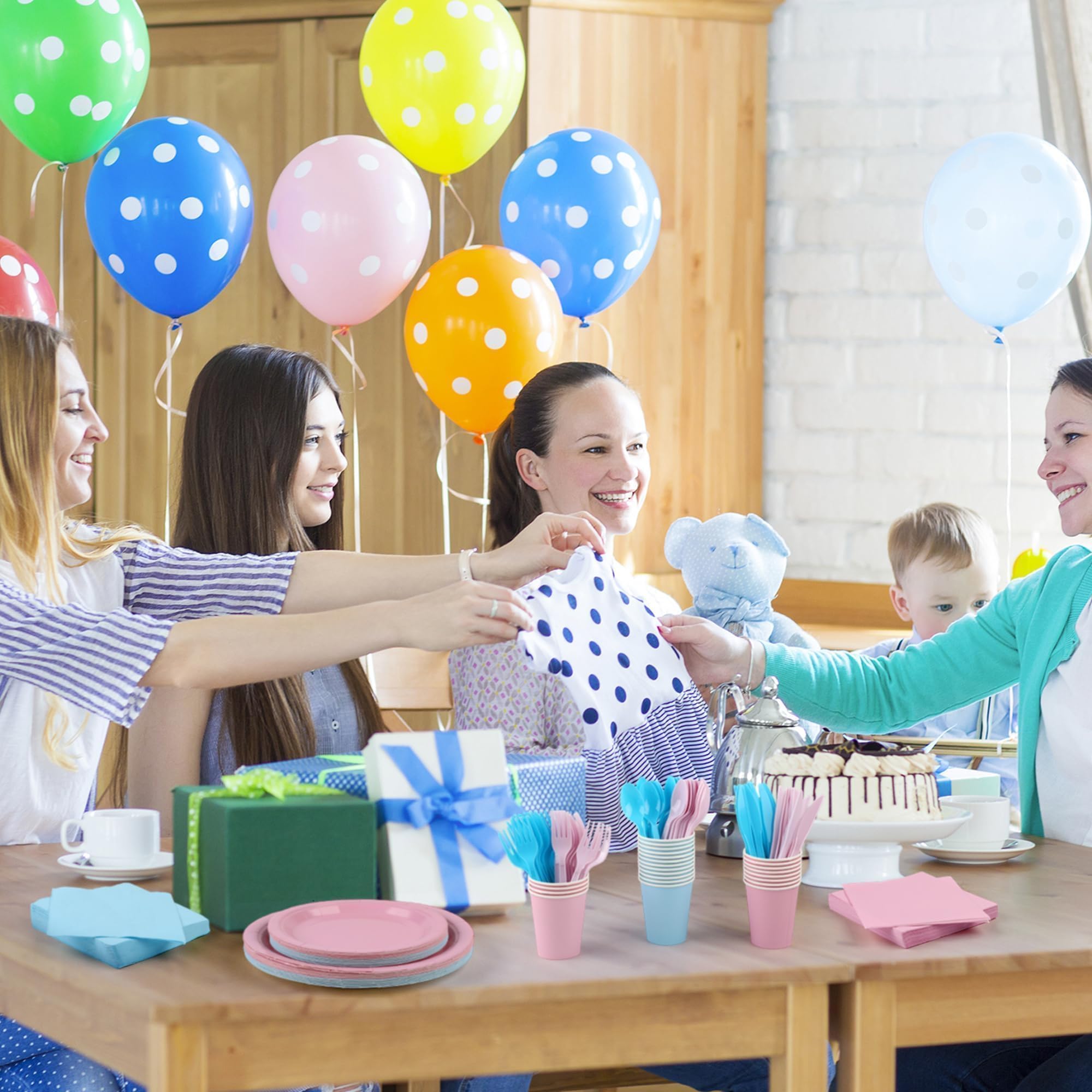 Disposable Party Tableware Set with Plates, Cups & Cutlery