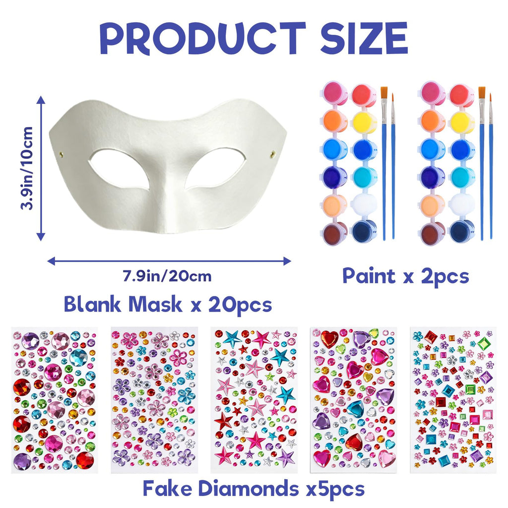 27-Piece Paper Mache Mask Decorating Activity Kit