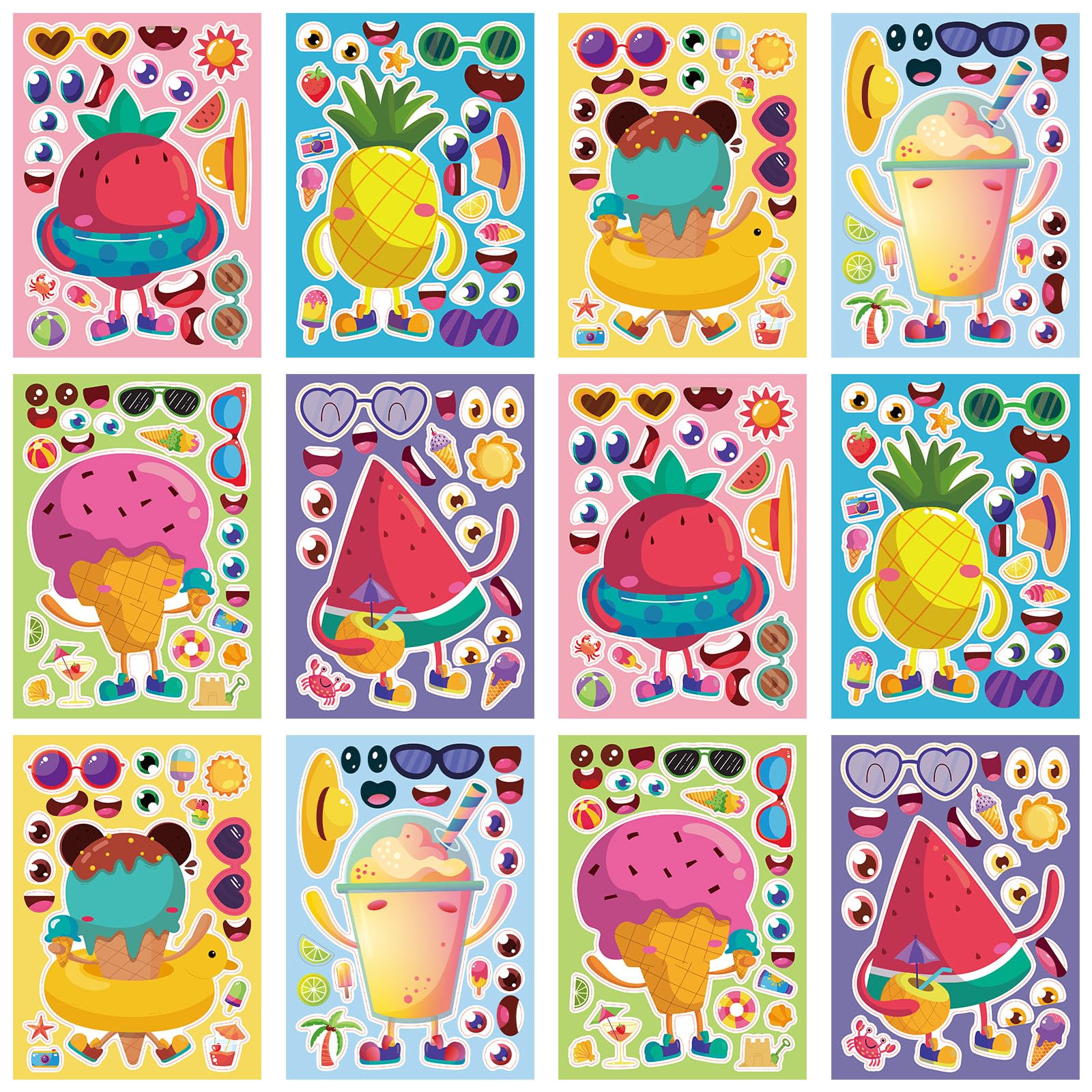 24-Sheet Make-Your-Own Face Sticker Activity Kit