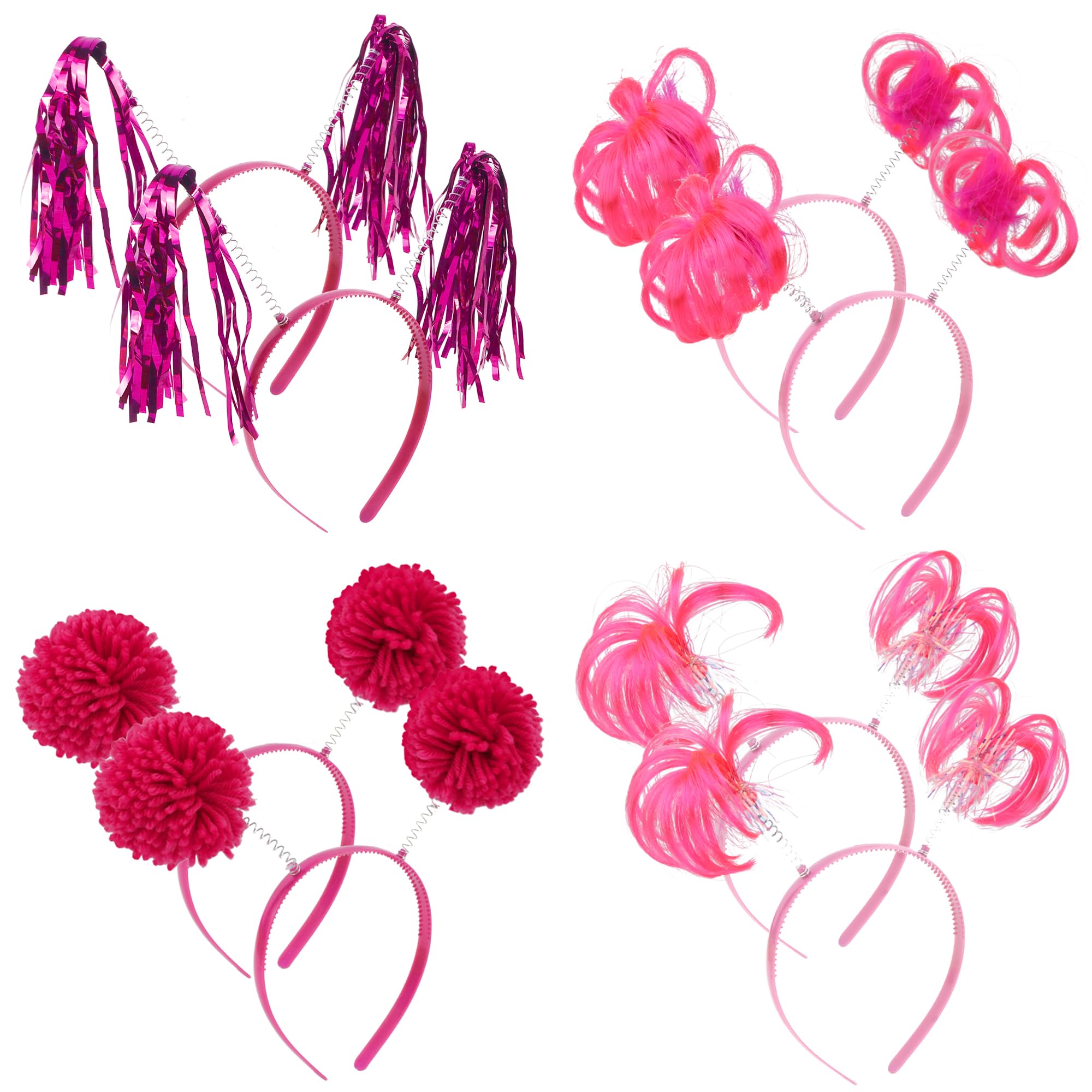 8-Piece Pom Pom Tinsel Headband Party Accessory Set