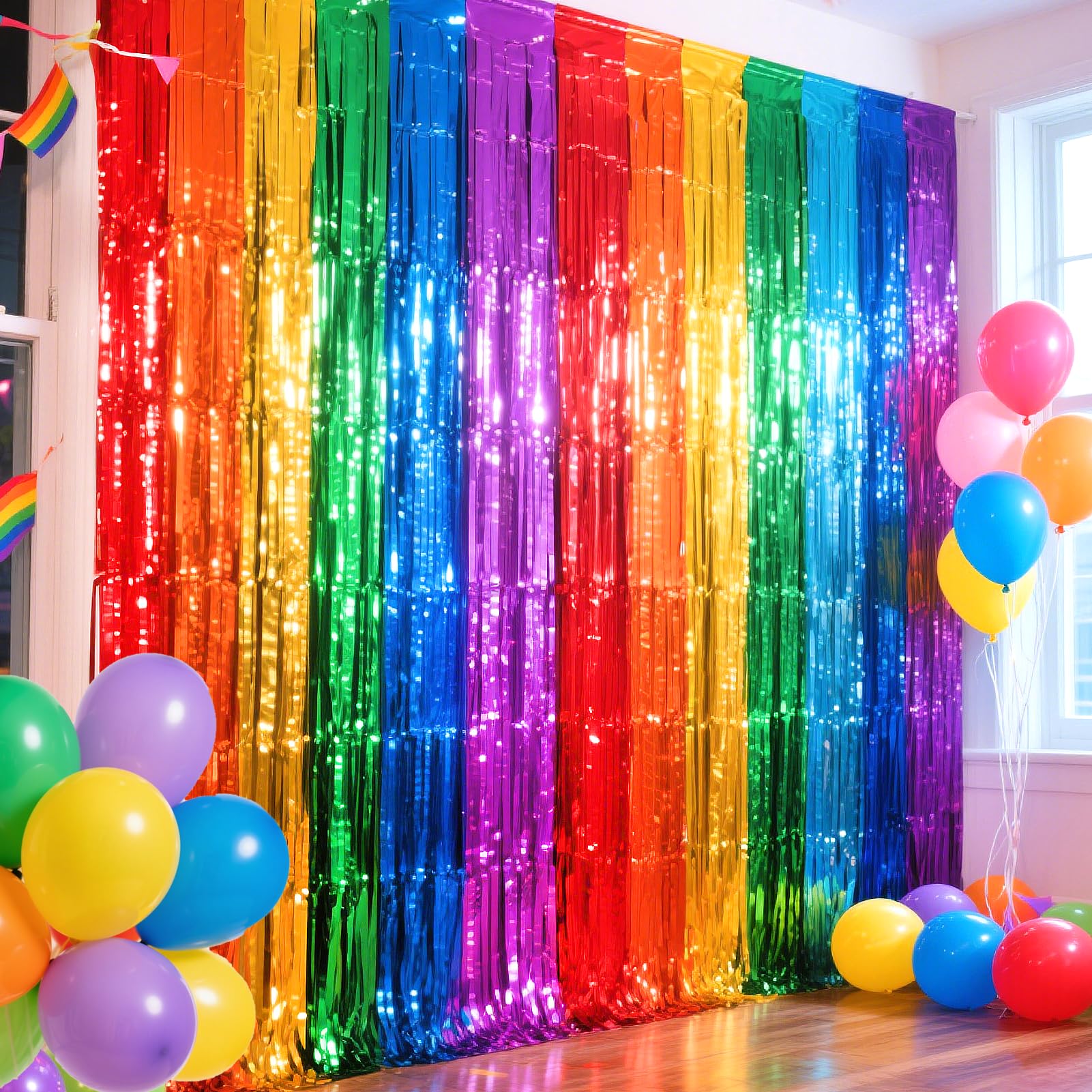 4-Pack Foil Fringe Curtain Backdrop for Parties