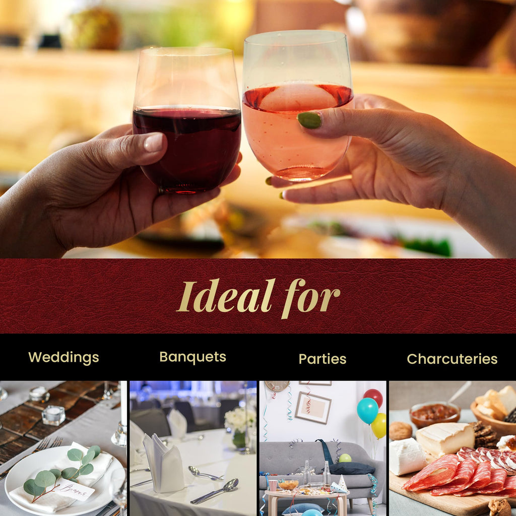 48-Pack 12 oz Clear Disposable Wine Glasses