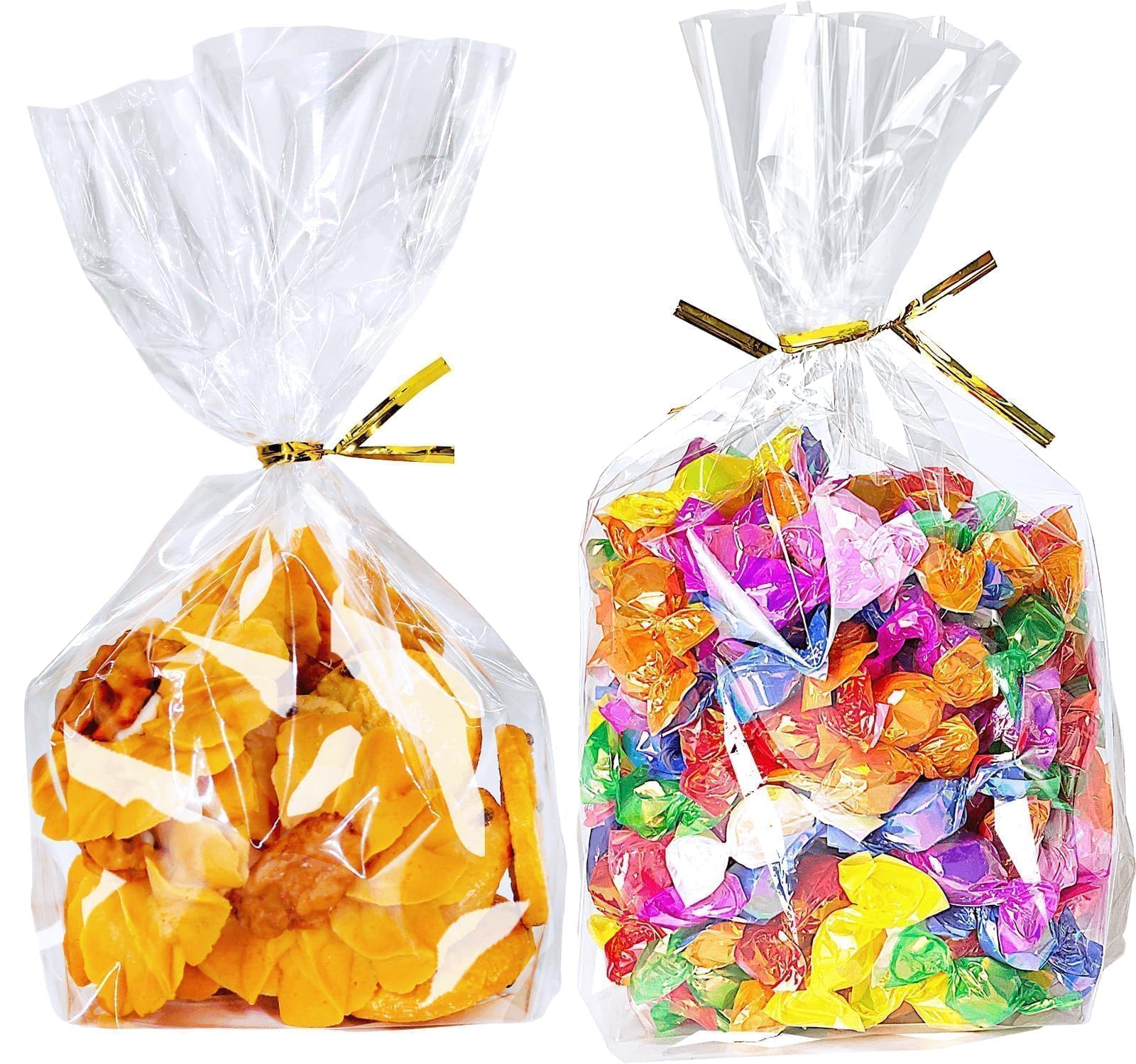 Clear Cellophane Stand-Up Gift Bags with Ties