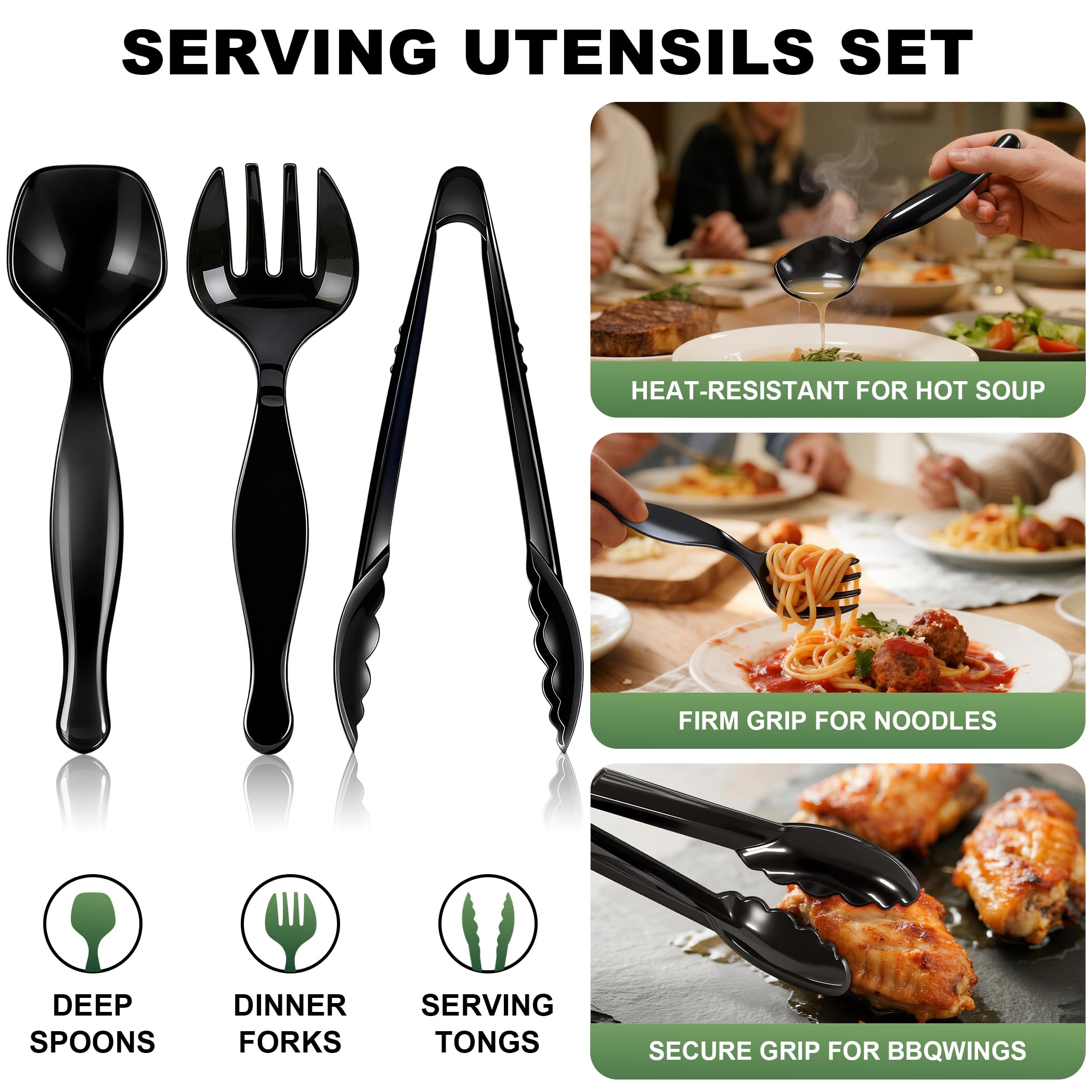 Heavy-Duty Disposable Serving Utensil Set for Buffets