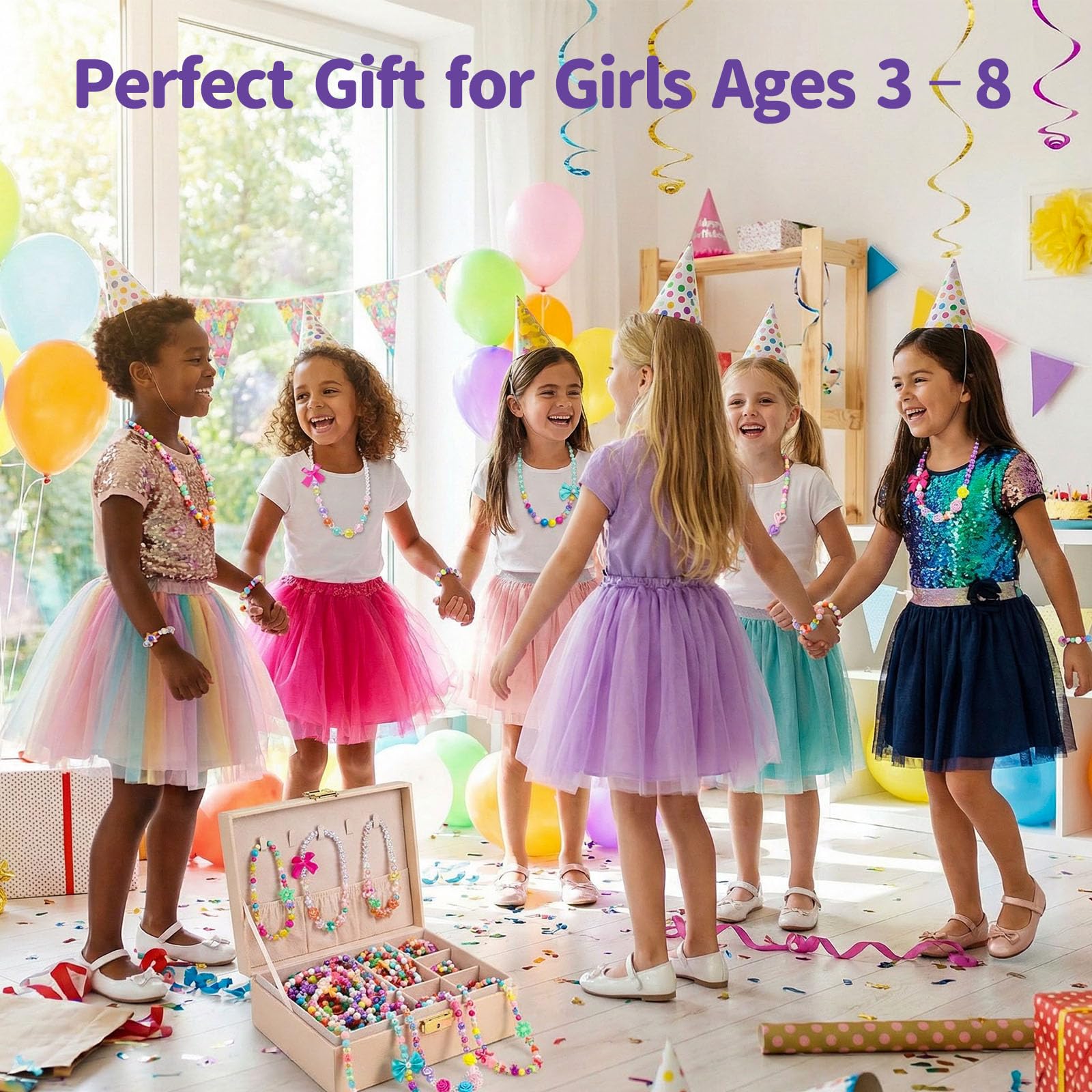 6-Piece Colorful Bead Necklace & Bracelet Jewelry Set