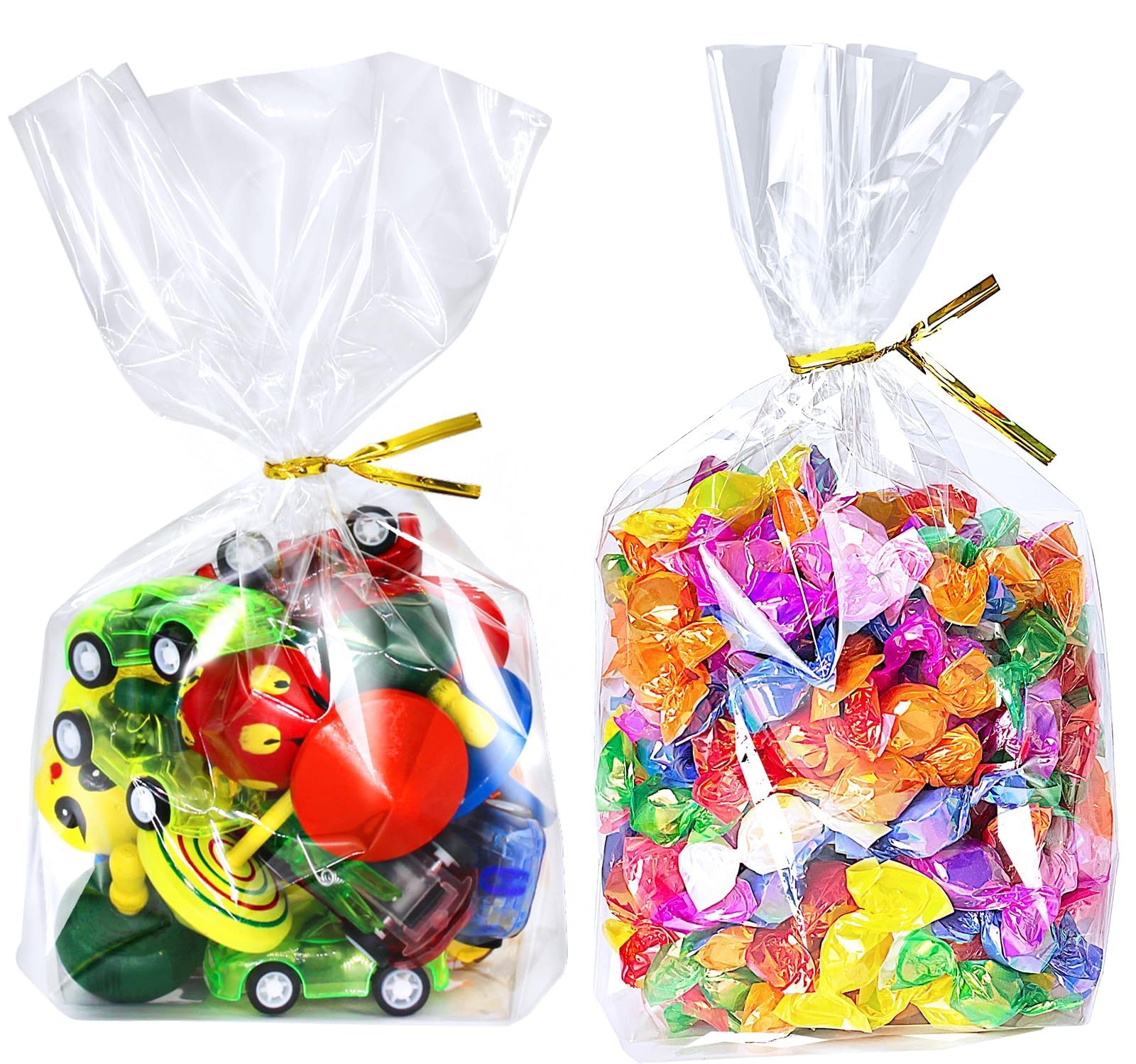 Clear Cellophane Stand-Up Gift Bags with Ties