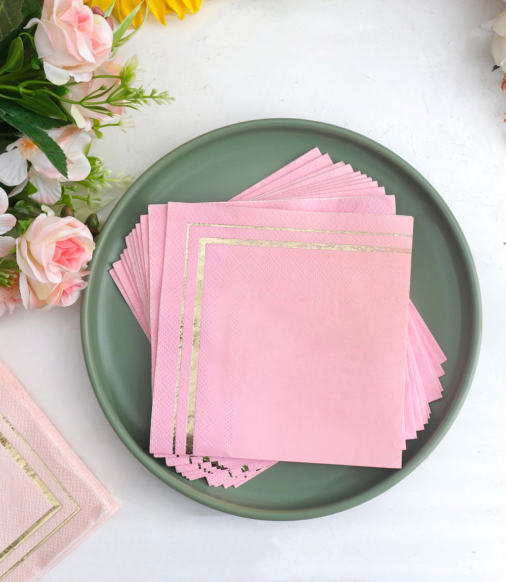 100-Pack Gold 3-Ply Cocktail Napkins, 4 Designs
