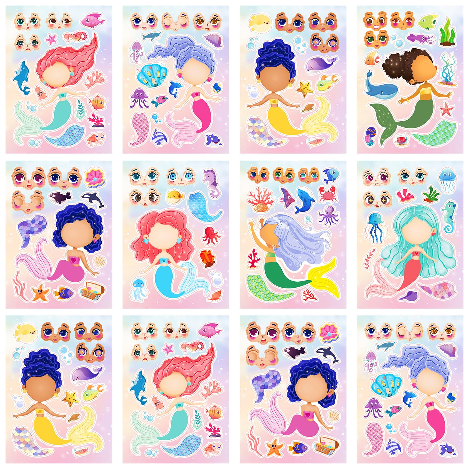 24-Sheet Make-Your-Own Face Sticker Activity Kit