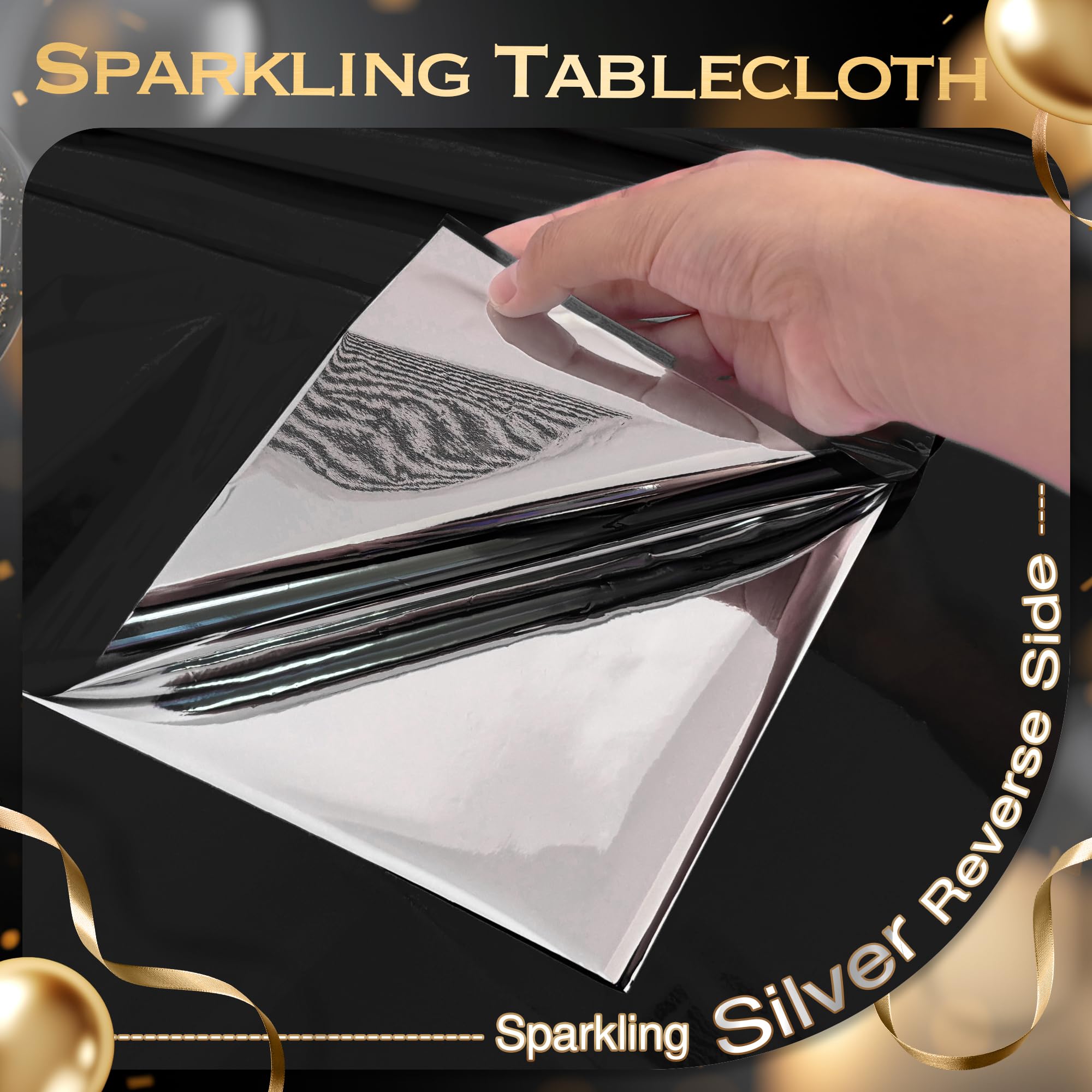 2-Piece Silver Foil Disposable Tablecloth Set for Parties