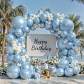 Pearl Balloon Arch Kit, Double Stuffed Pastel Blue Balloons Graland Different Size 18/12/10/5inch Light Baby Blue Balloons for Boy Baby Bridal Shower Wedding Party Decorations